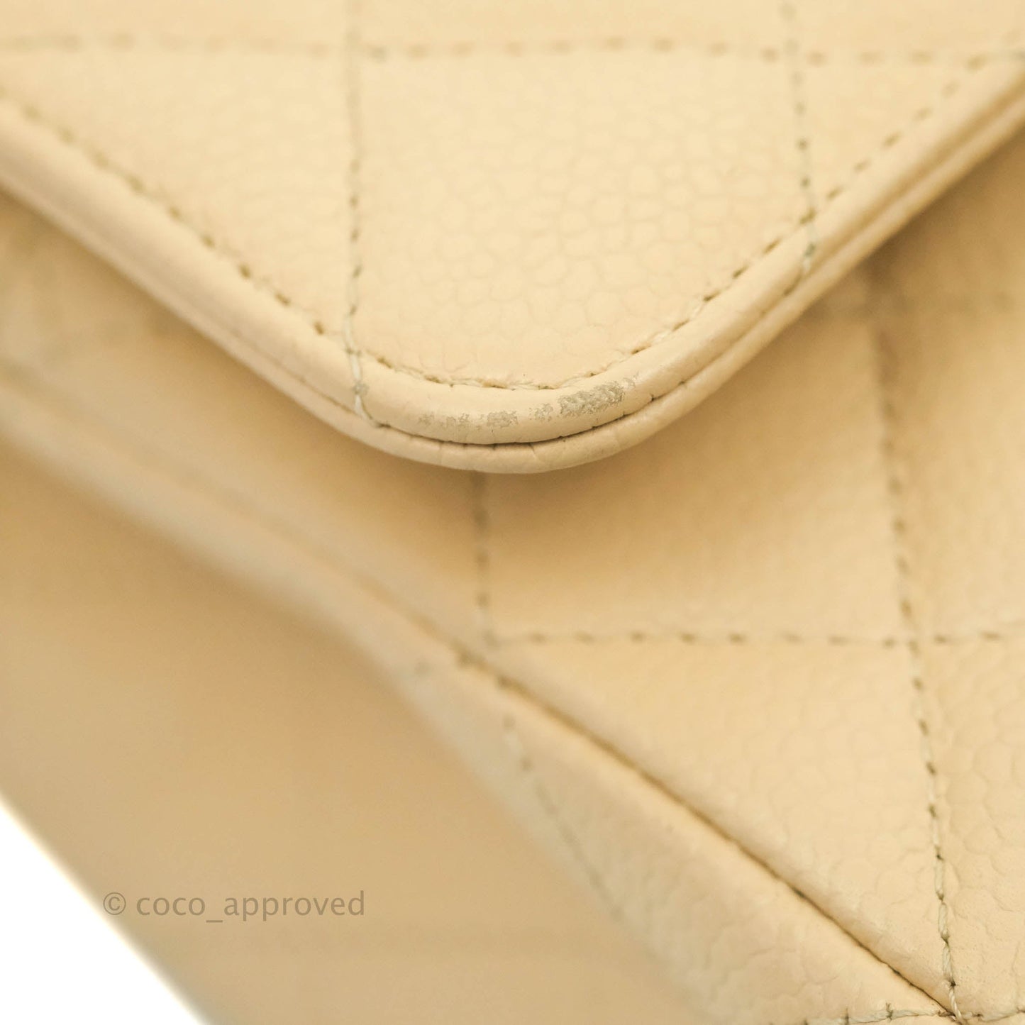 Chanel Classic M/L Medium Flap Quilted Beige Caviar Gold Hardware
