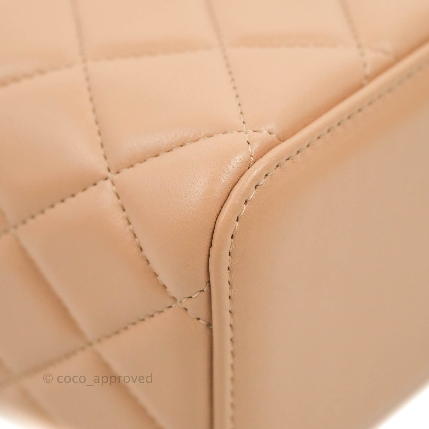 Chanel Vanity Rectangular Top Handle Beige Lambskin Gold Hardware