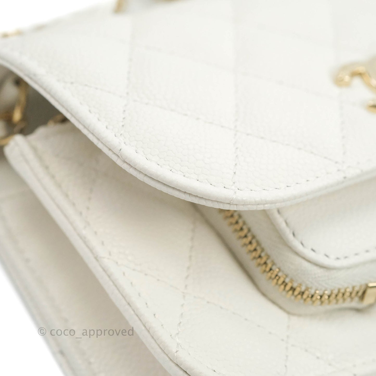 Chanel Business Affinity Clutch With Chain White Caviar Gold Hardware