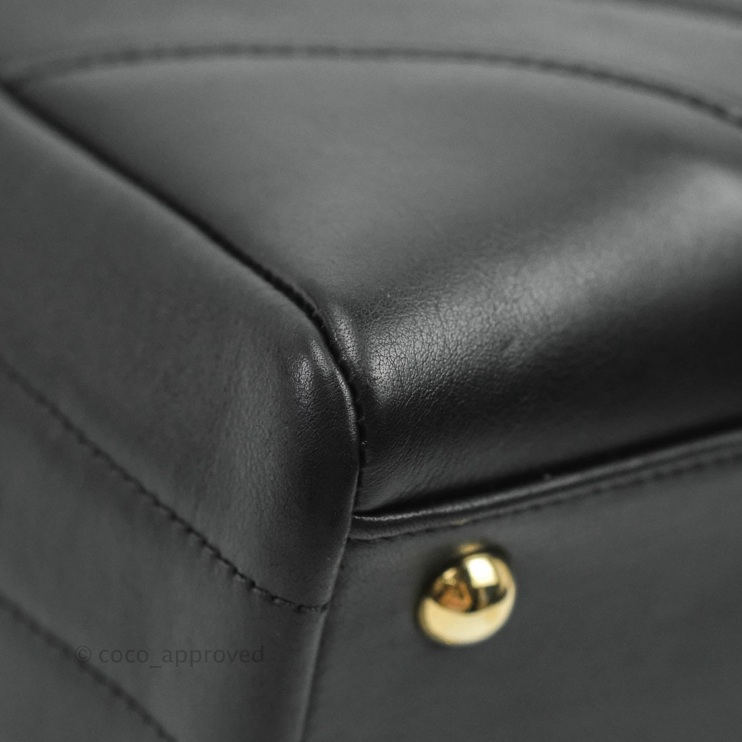 Chanel Small Chevron Tote Bag Black Calfskin Gold Hardware