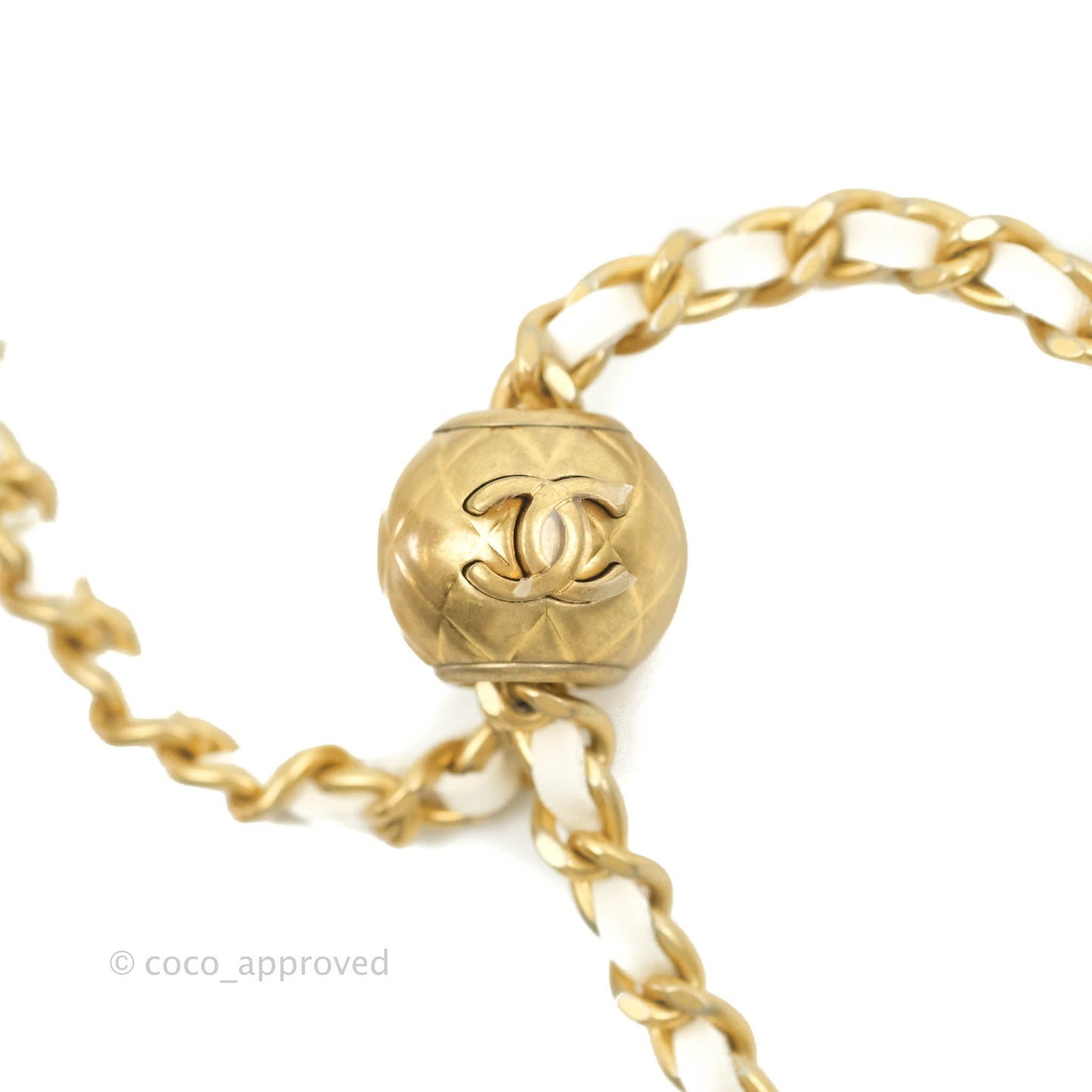 Chanel Quilted Pearl Crush Wallet on Chain WOC White Lambskin Aged Gold Hardware