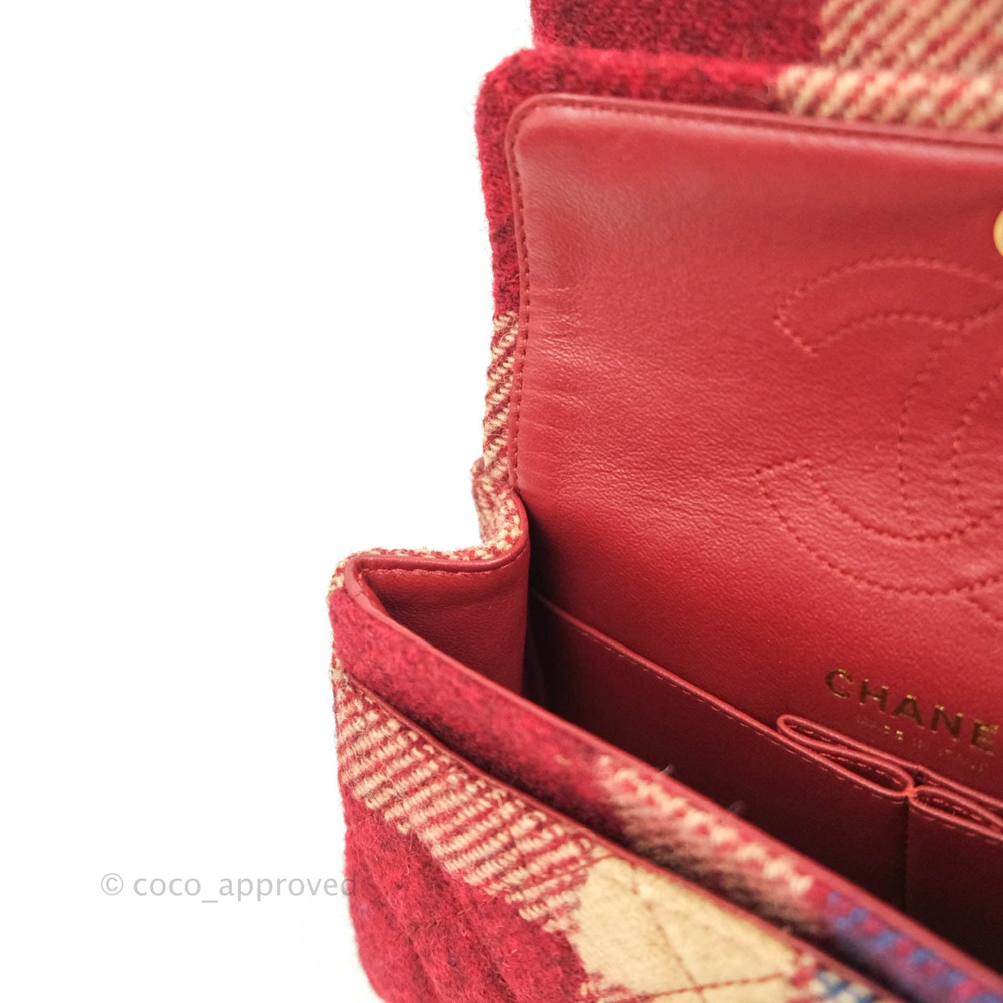 Chanel Mini Reissue 224 Wool Checked Aged Gold Hardware