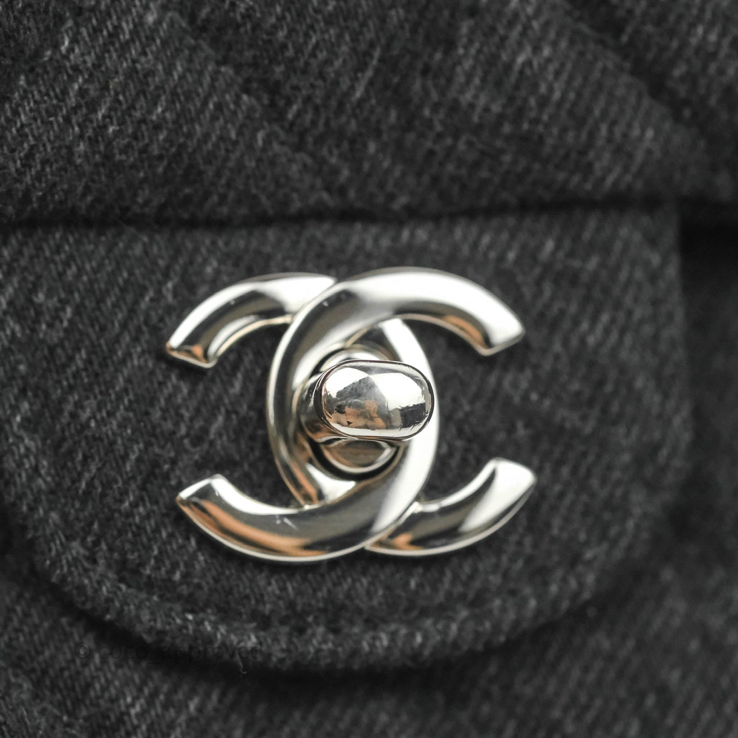 Chanel Quilted Mini Square Black Denim Silver Hardware