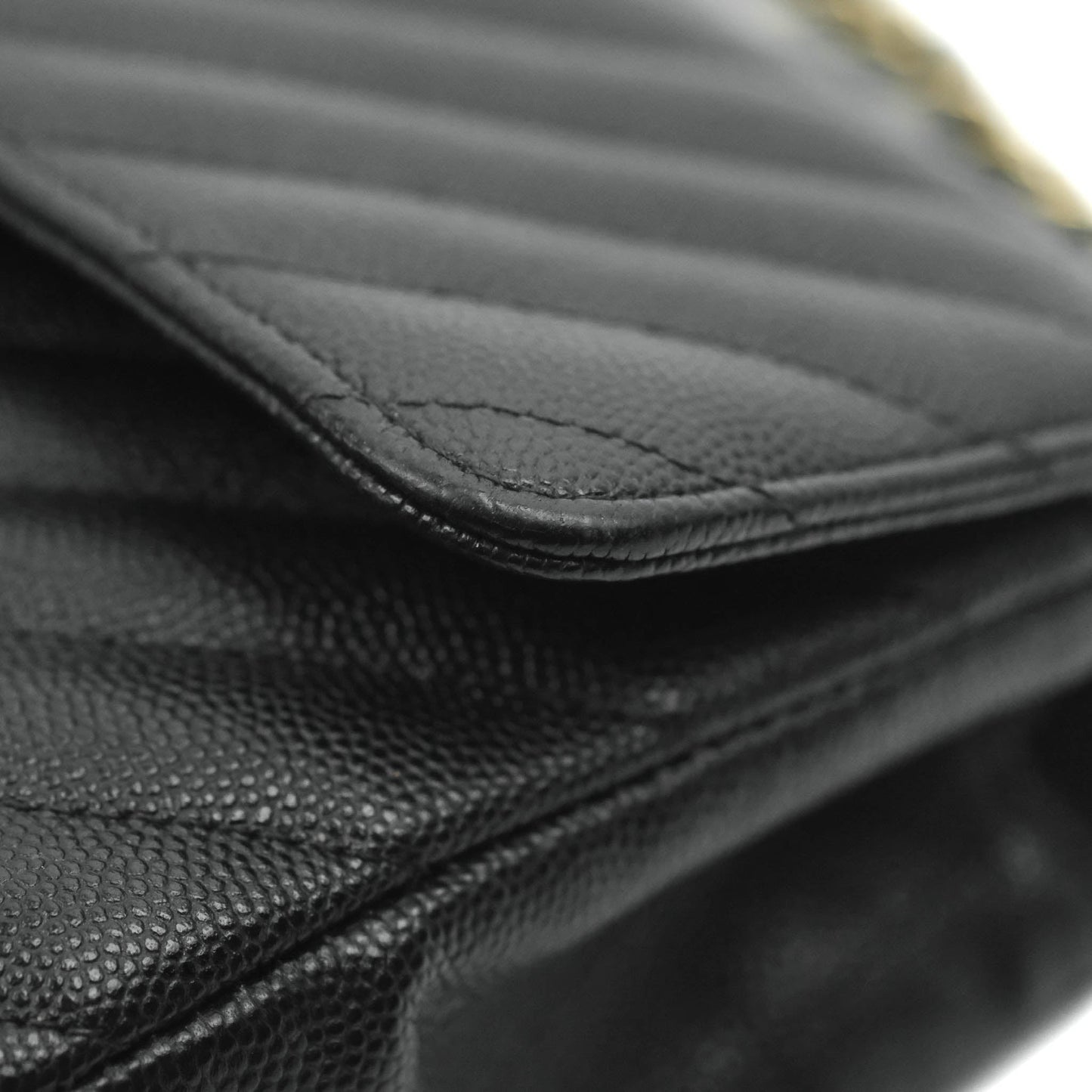 Chanel Chevron Mini Rectangular Flap Black Caviar Gold Hardware