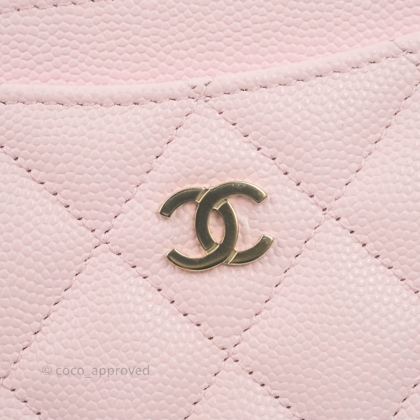 Chanel Classic Flat Card Holder Light Pink Caviar Gold Hardware