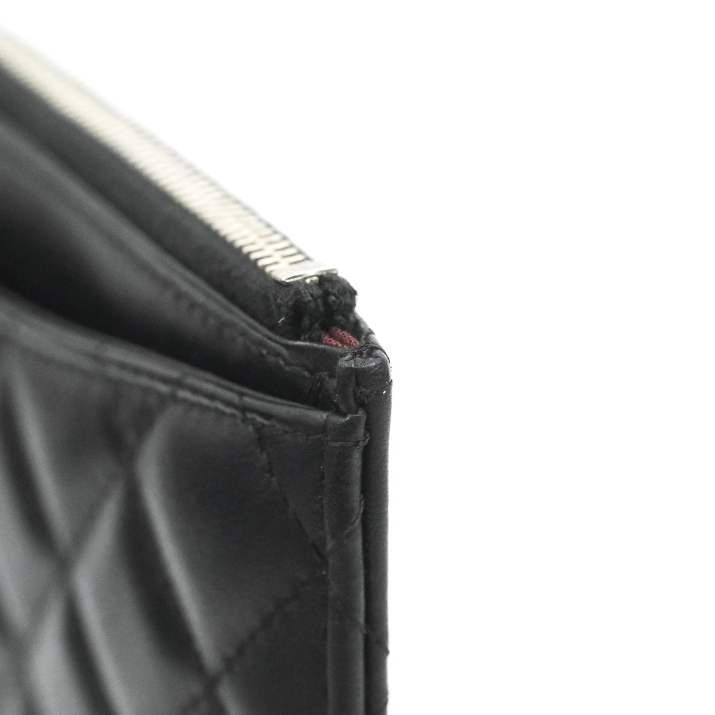 Chanel Classic Zip Pouch Glitter CC Black Lambskin Silver Hardware