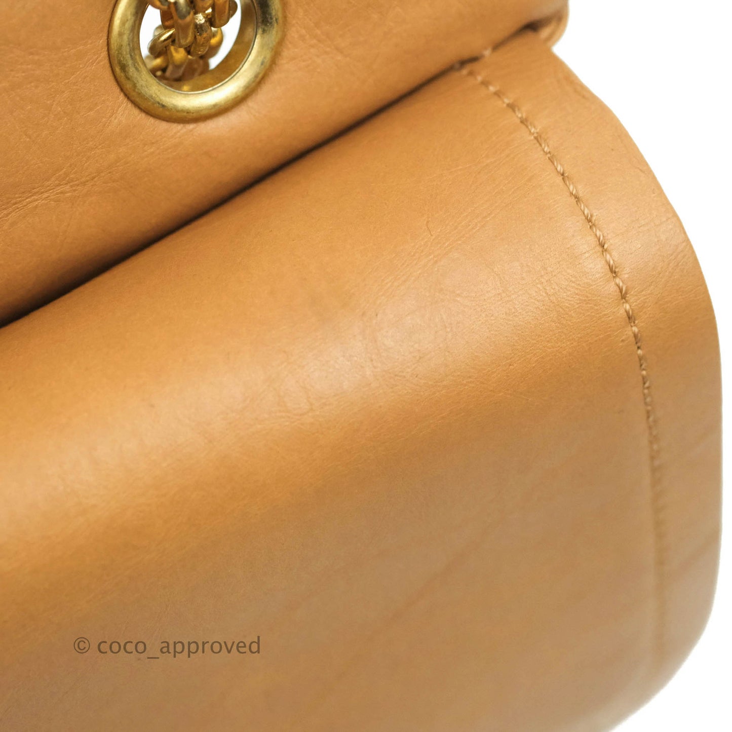 Chanel Quilted Reissue 227 Flap Beige Calfskin Aged Gold Hardware