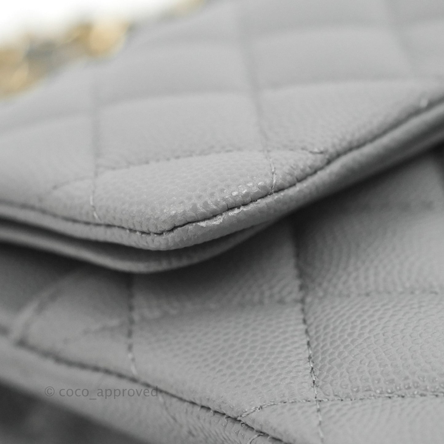 Chanel Small Classic Quilted Flap Grey Caviar Gold Hardware 20C