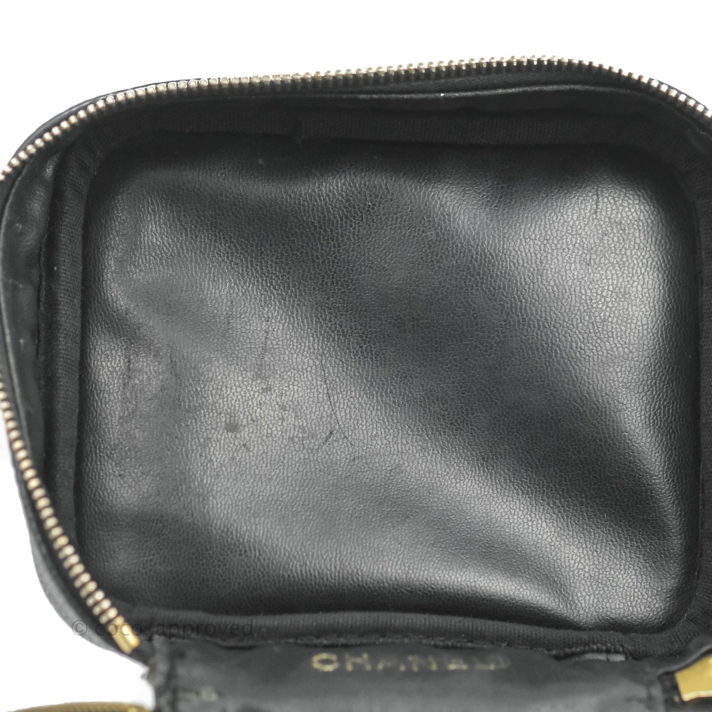 Chanel Vintage Vanity Case Black Caviar Gold Hardware