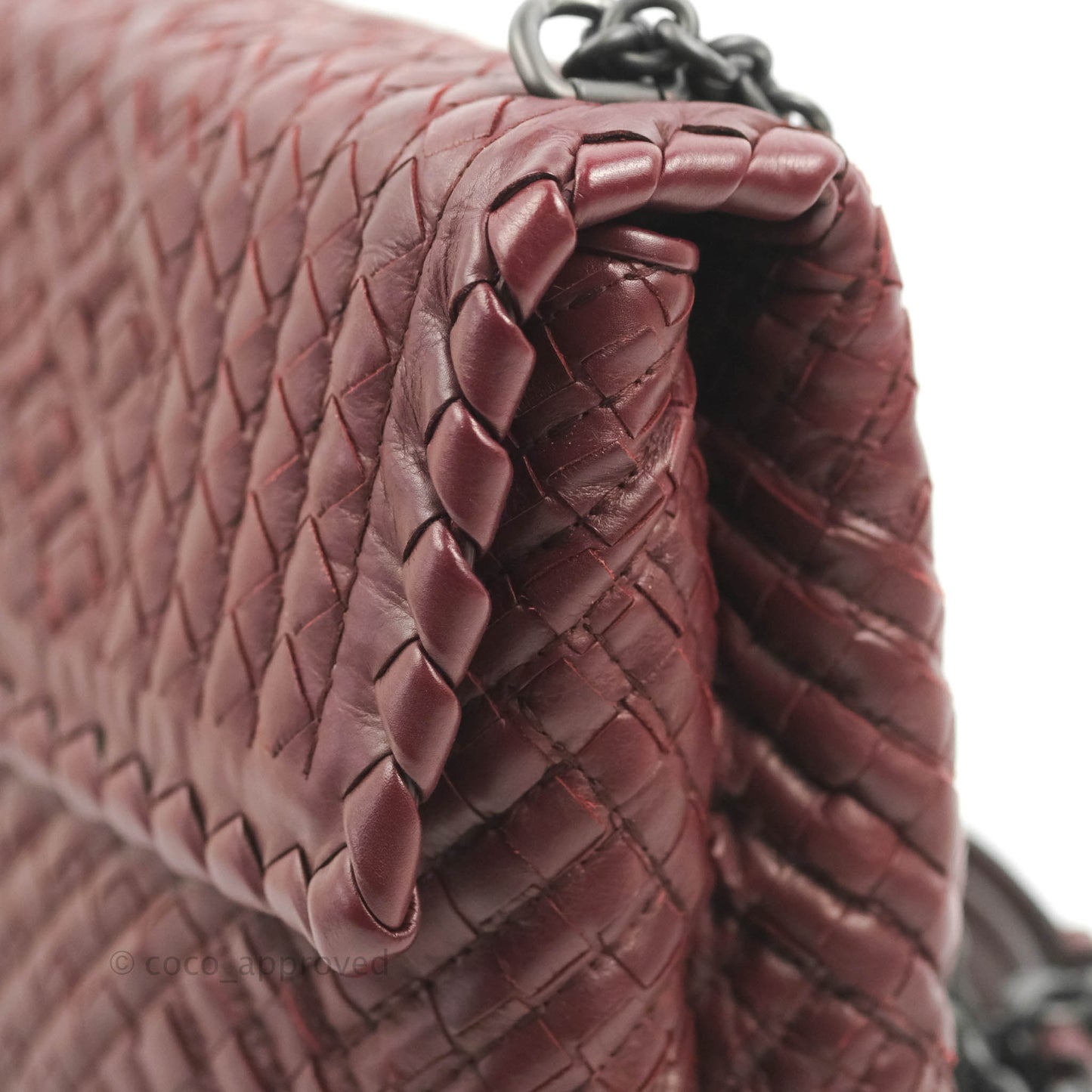 Bottega Veneta Small Nappa Intrecciato Olimpia Shoulder Bag Dark Red