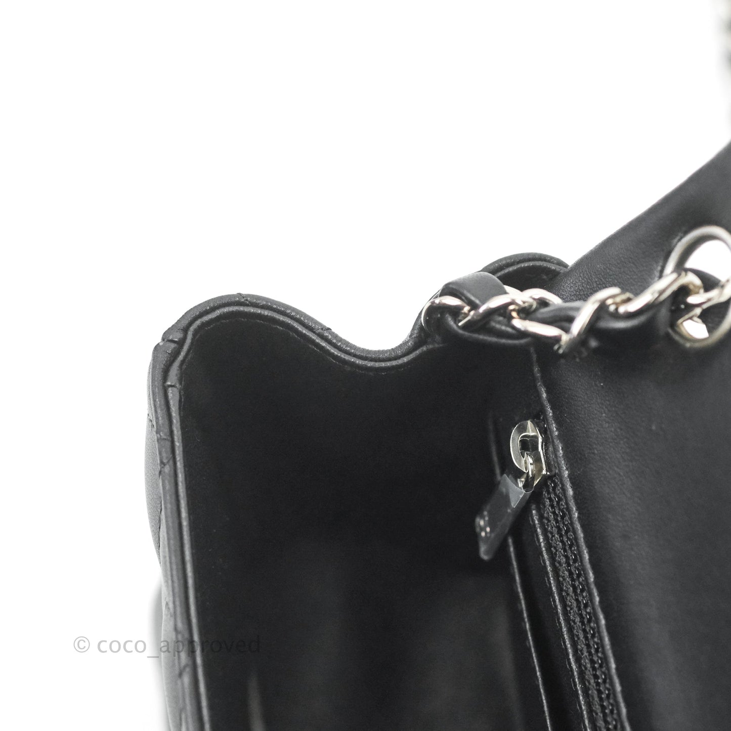 Chanel Mini Square Black Lambskin Silver Hardware