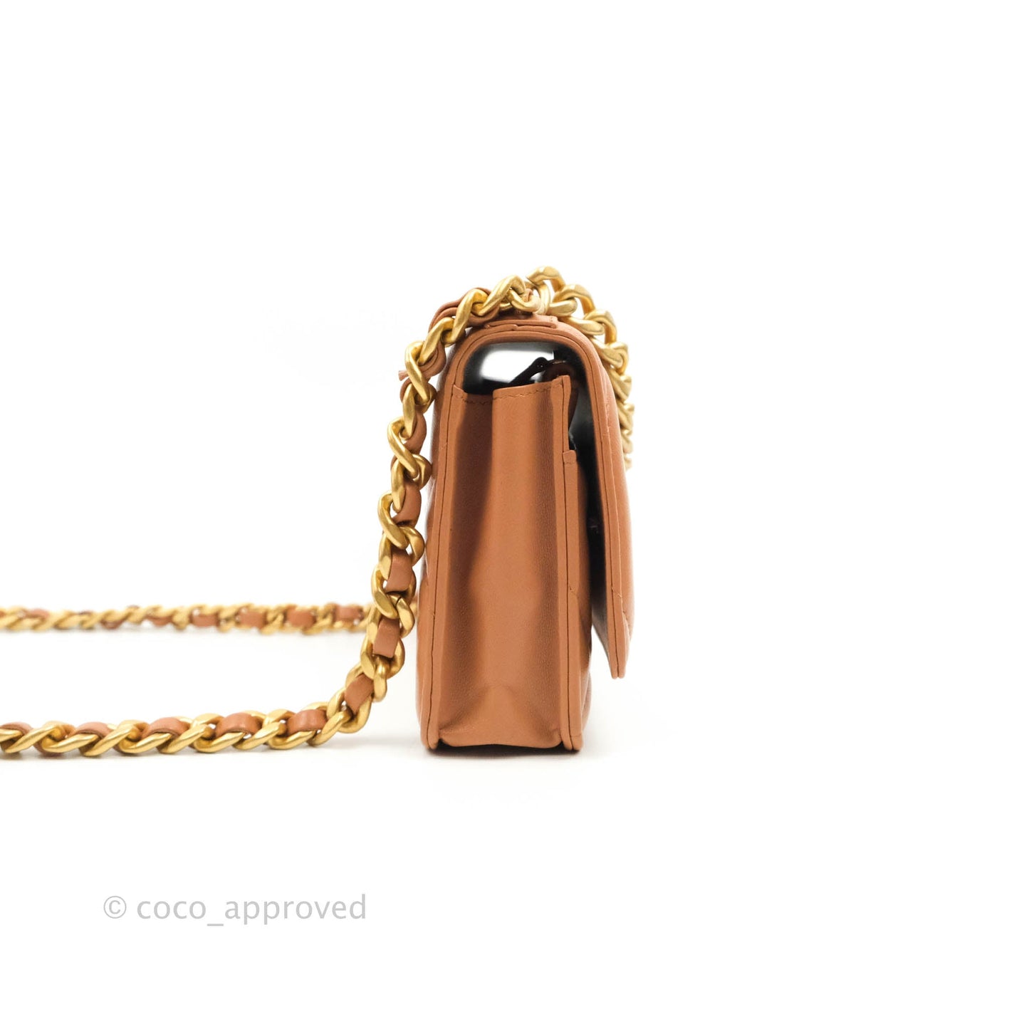 Chanel 19 Wallet on Chain WOC Dark Beige Caramel Lambskin Mixed Hardware 21K