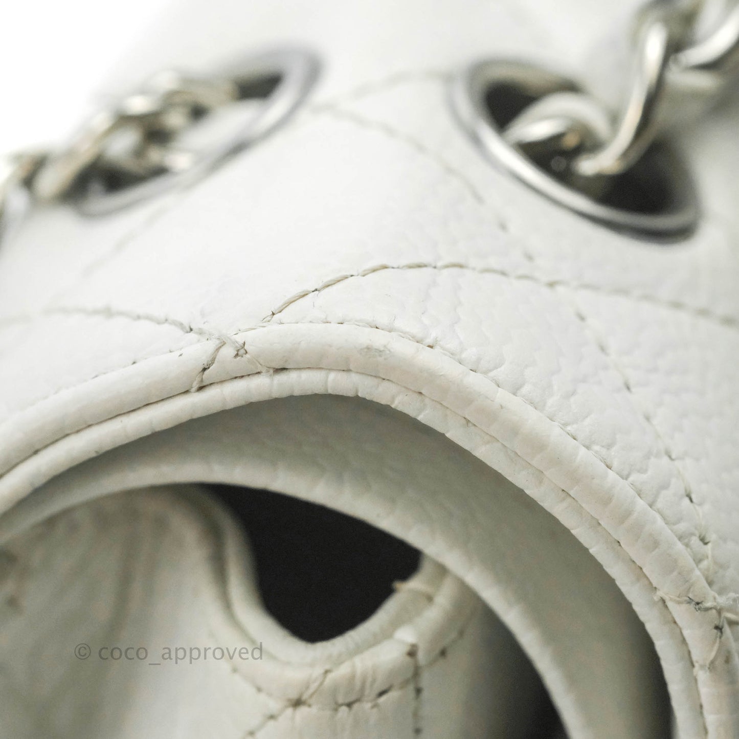 Chanel Classic M/L Medium Double Flap White Caviar Silver Hardware