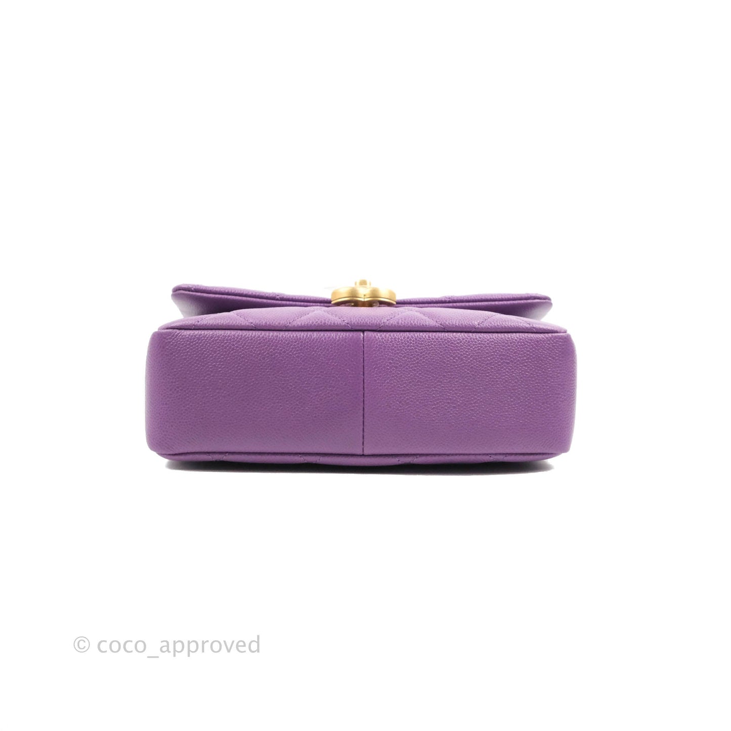 Chanel Small Quilted Melody Flap Purple Caviar Aged Gold Hardware