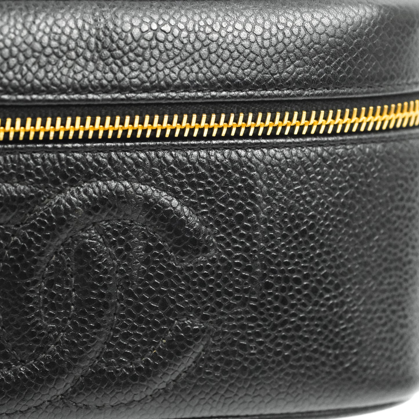 Chanel Vintage Vanity Case Black Caviar Gold Hardware