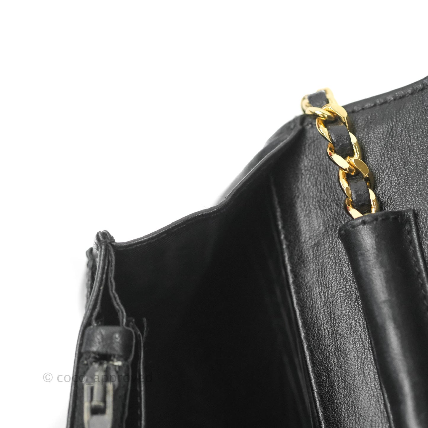 Chanel Vintage CC Wallet on Chain WOC Black Caviar Gold Hardware
