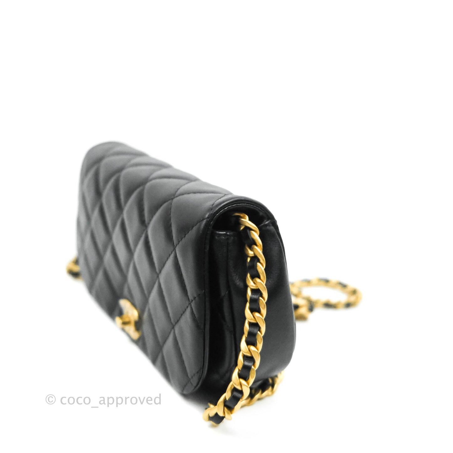 Chanel Clutch with Chain Black Calfskin Aged Gold Hardware