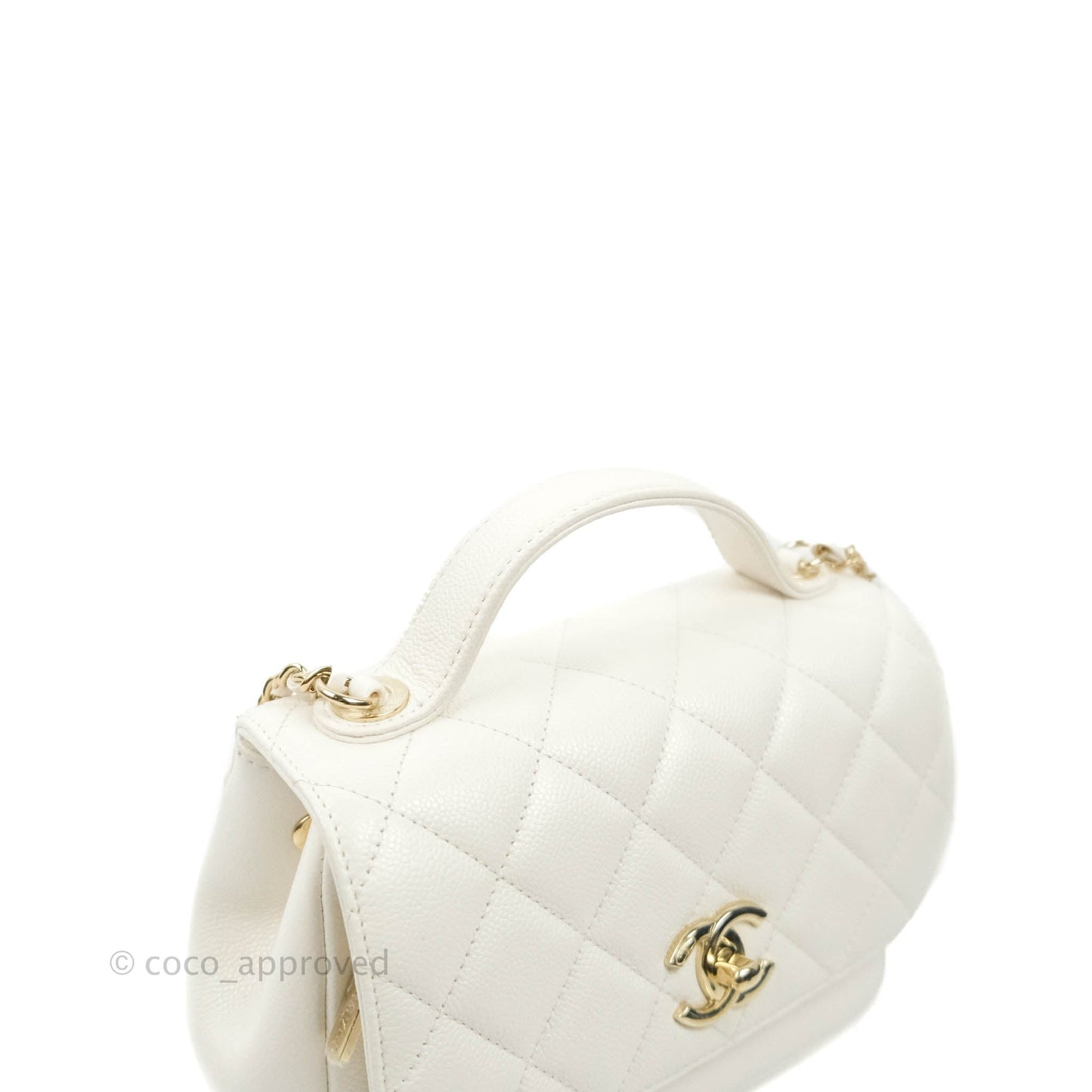 Chanel Quilted Small Business Affinity Flap White Caviar Gold Hardware