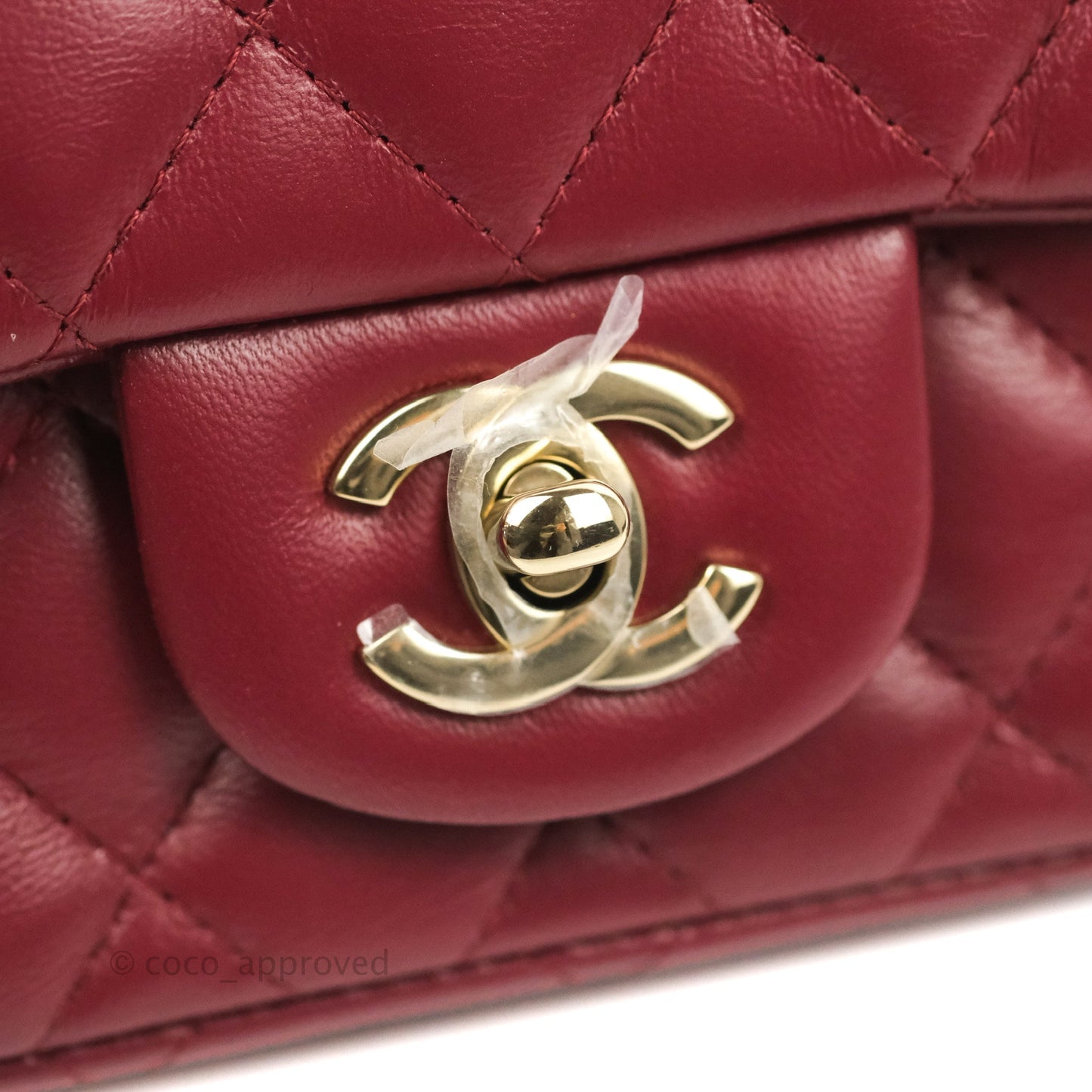 Chanel Quilted Mini Square Burgundy Lambskin Gold Hardware