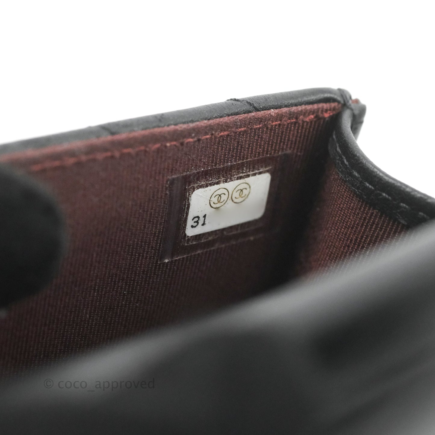 Chanel Classic Chevron Phone Holder Calfskin Black Silver Hardware