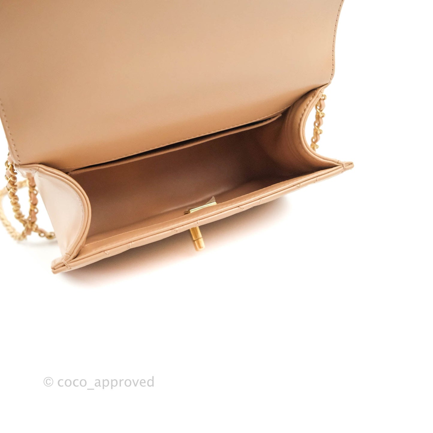 Chanel Quilted Perfect Fit Adjustable Beige Calfskin Gold Hardware 21A