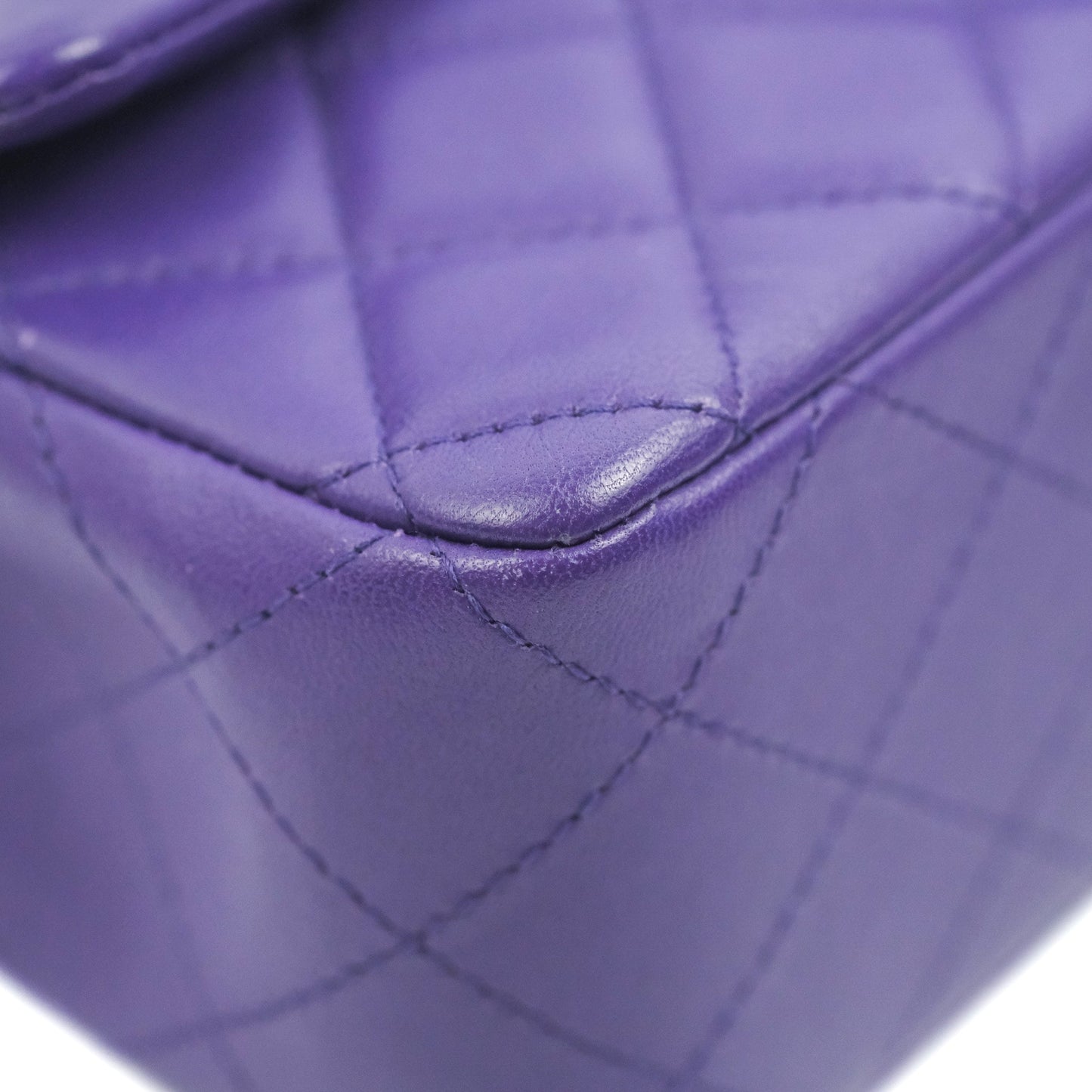 Chanel Quilted Mini Rectangular Flap Purple Lambskin Silver Hardware