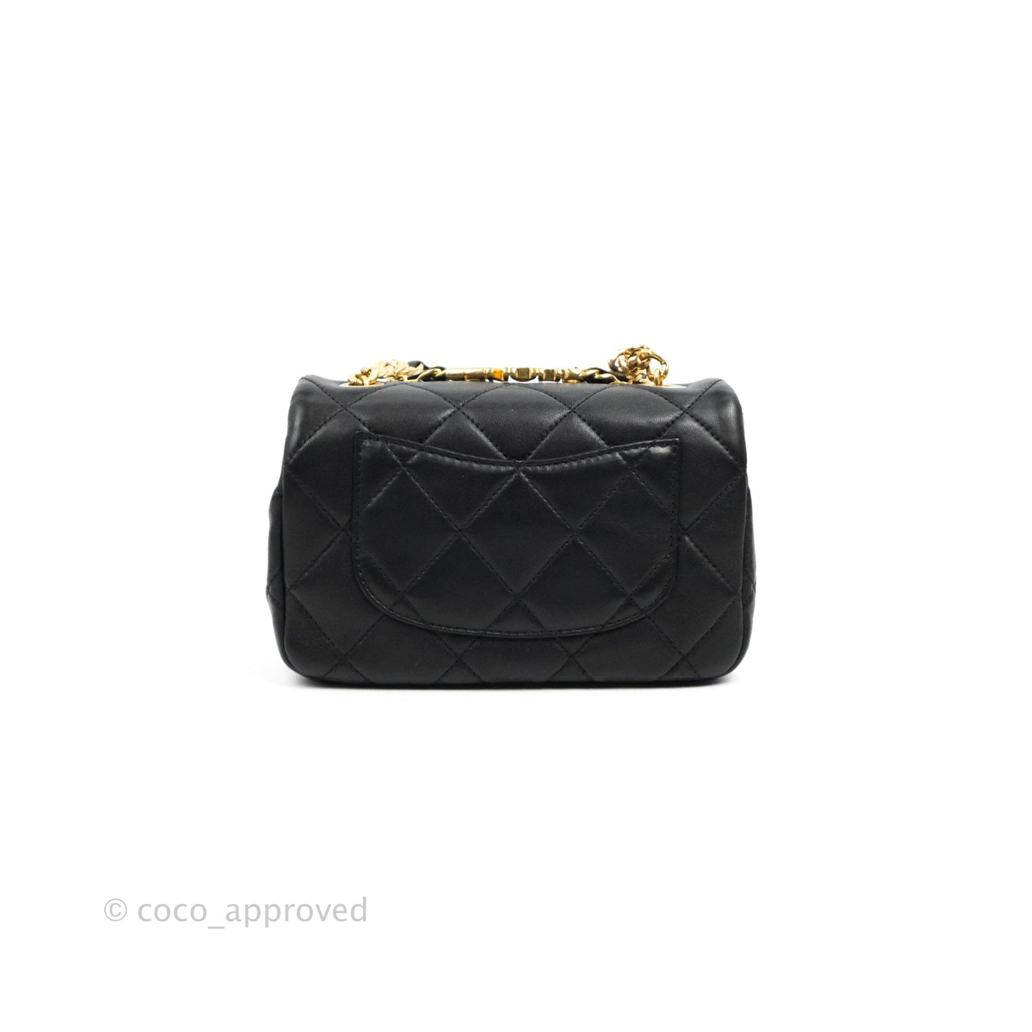 Chanel Quilted Mini Flap Bag With Chanel Logo Top Handle Lambskin Calfskin Mixed Fibers Gold Hardware