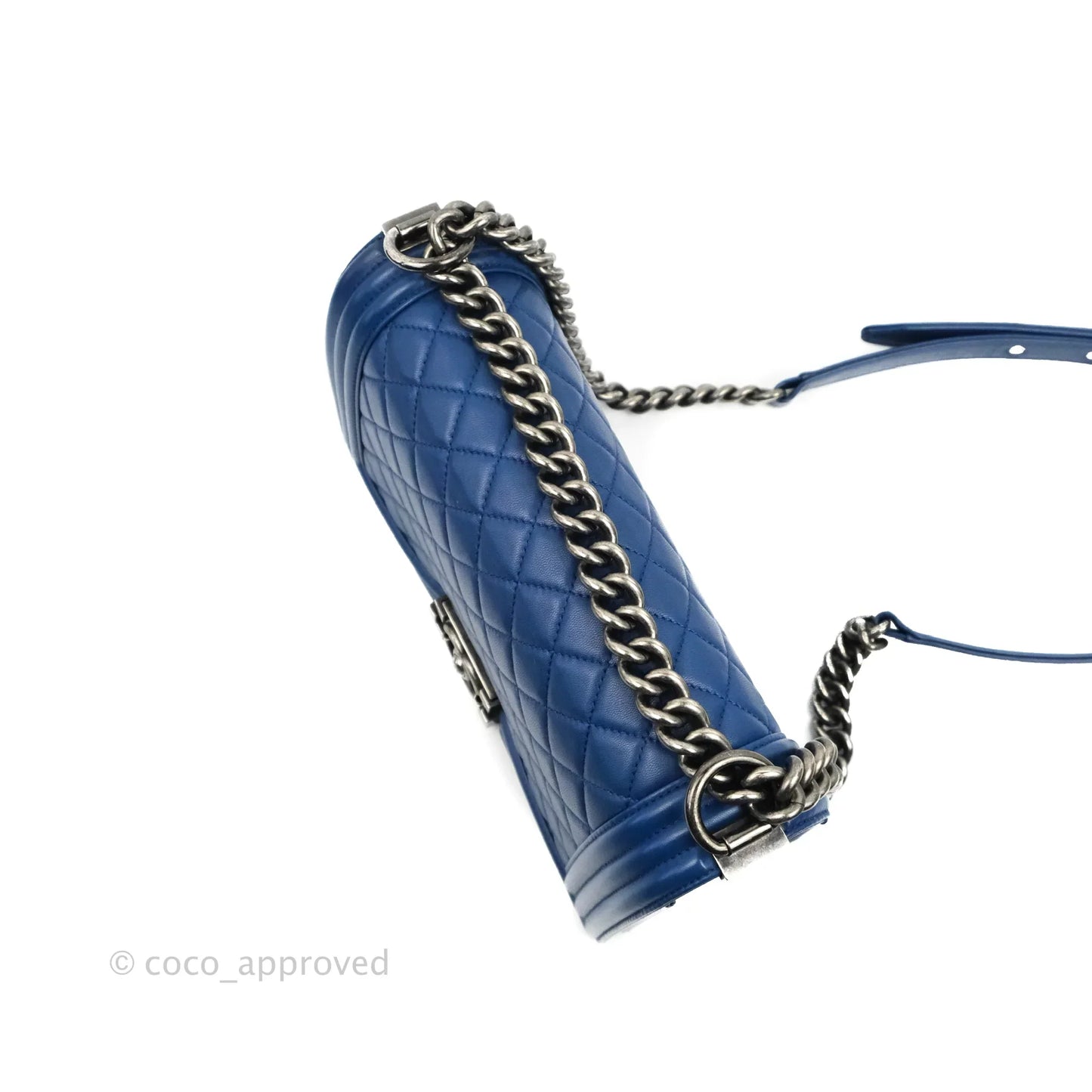 Chanel Quilted Medium Boy Blue Calfskin Ruthenium Hardware