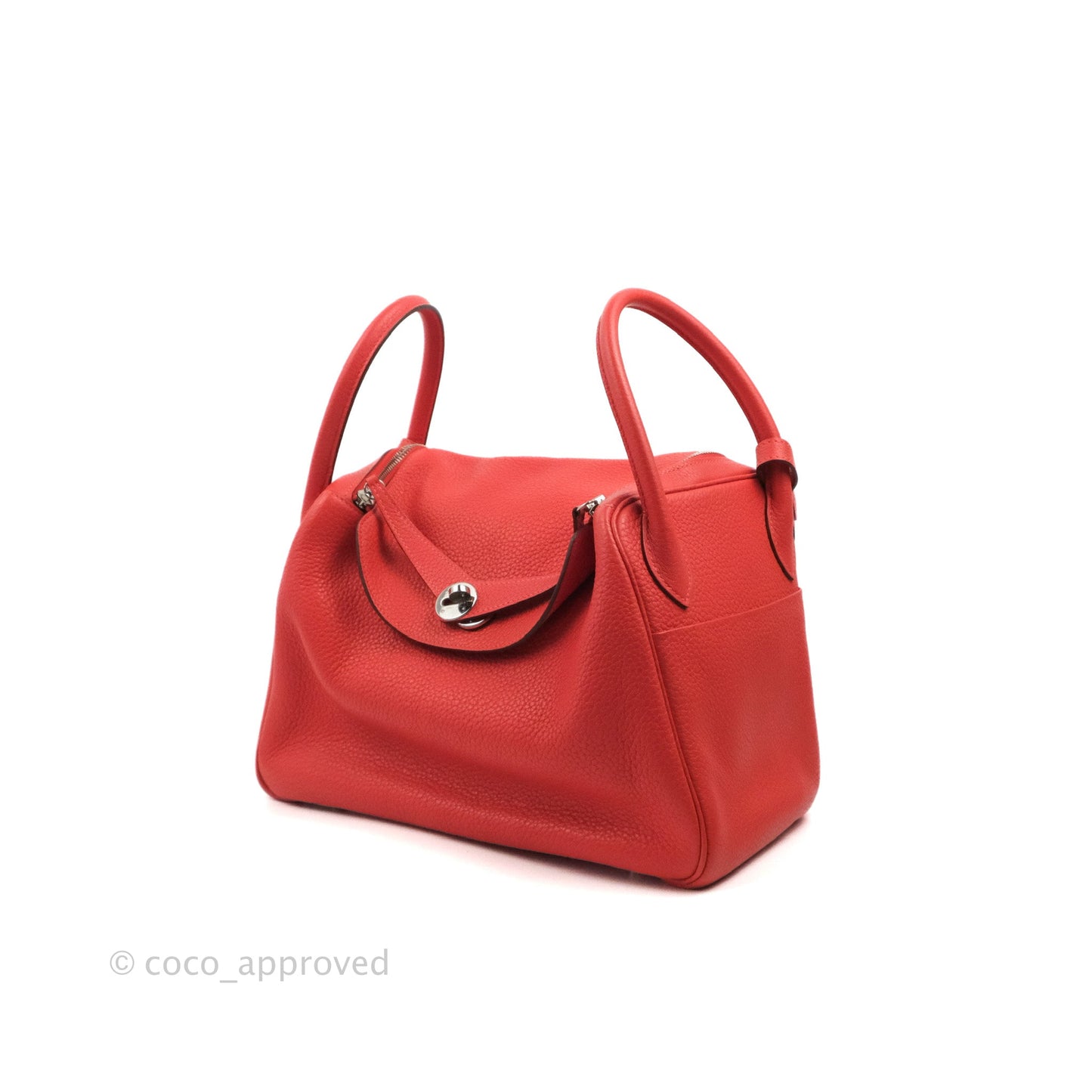 Hermès Lindy 30 Red Clemence Palladium Hardware