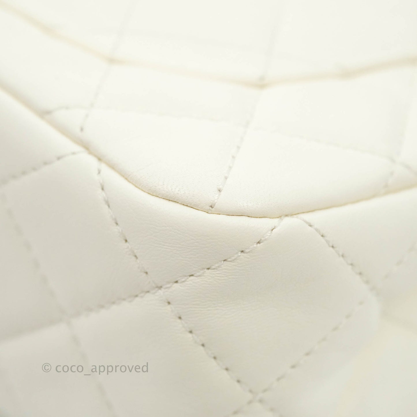 Chanel Mini Rectangular Pearl Crush Quilted White Lambskin Aged Gold Hardware