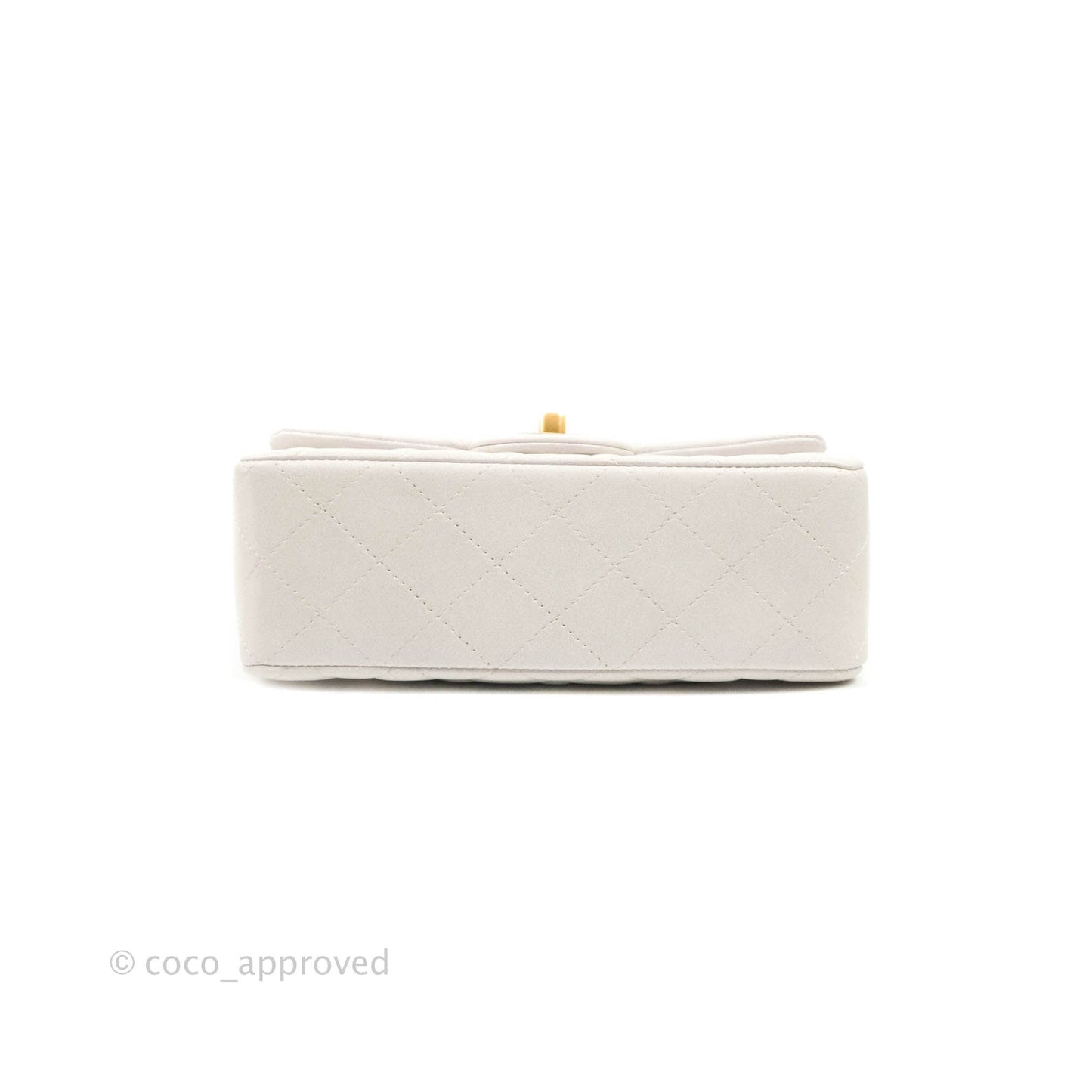 Chanel Top Handle Mini Rectangular Flap Bag Iridescent White Lambskin Gold Hardware