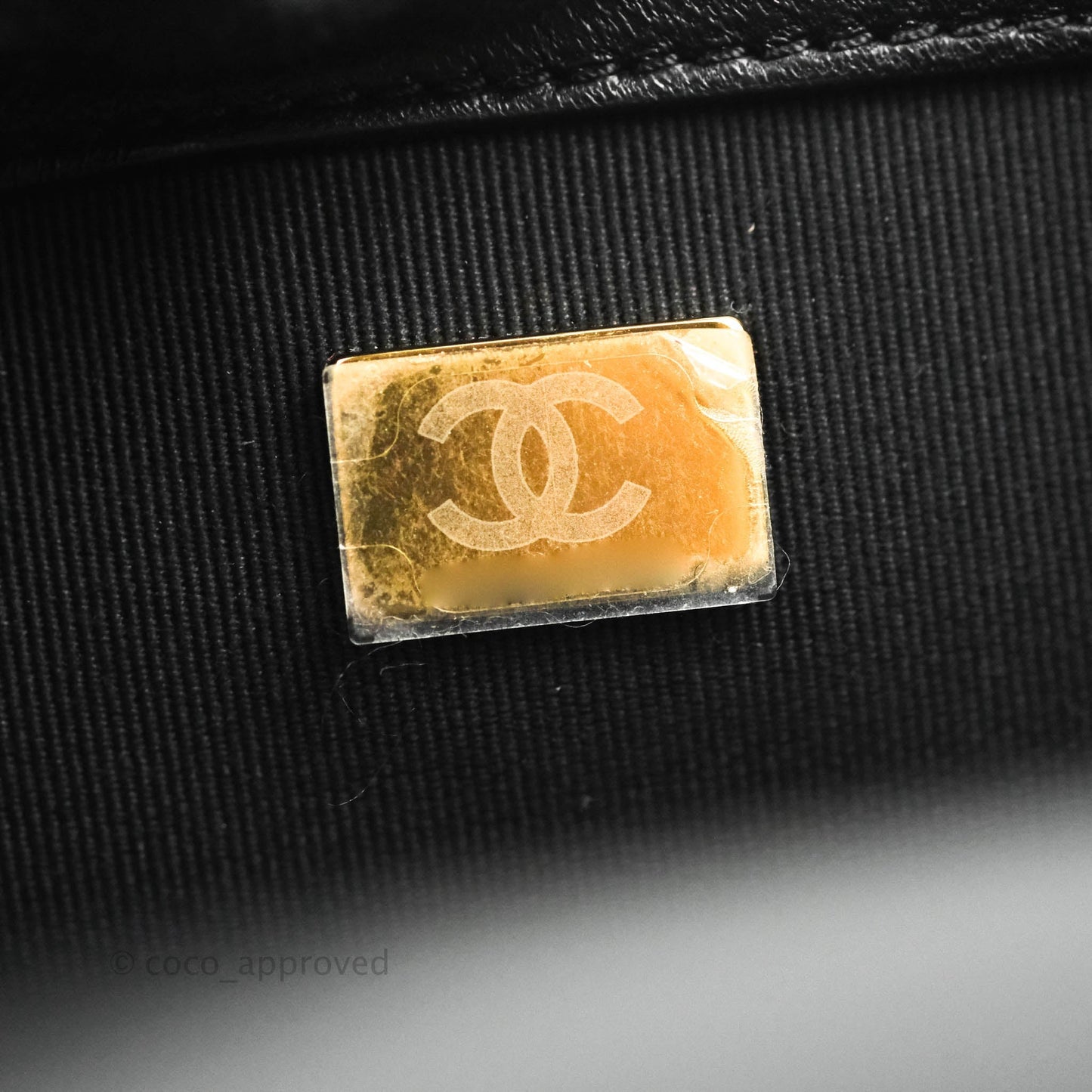 Chanel Large Flap Bag With Woven CC Logo Black Lambskin Gold Hardware 22C