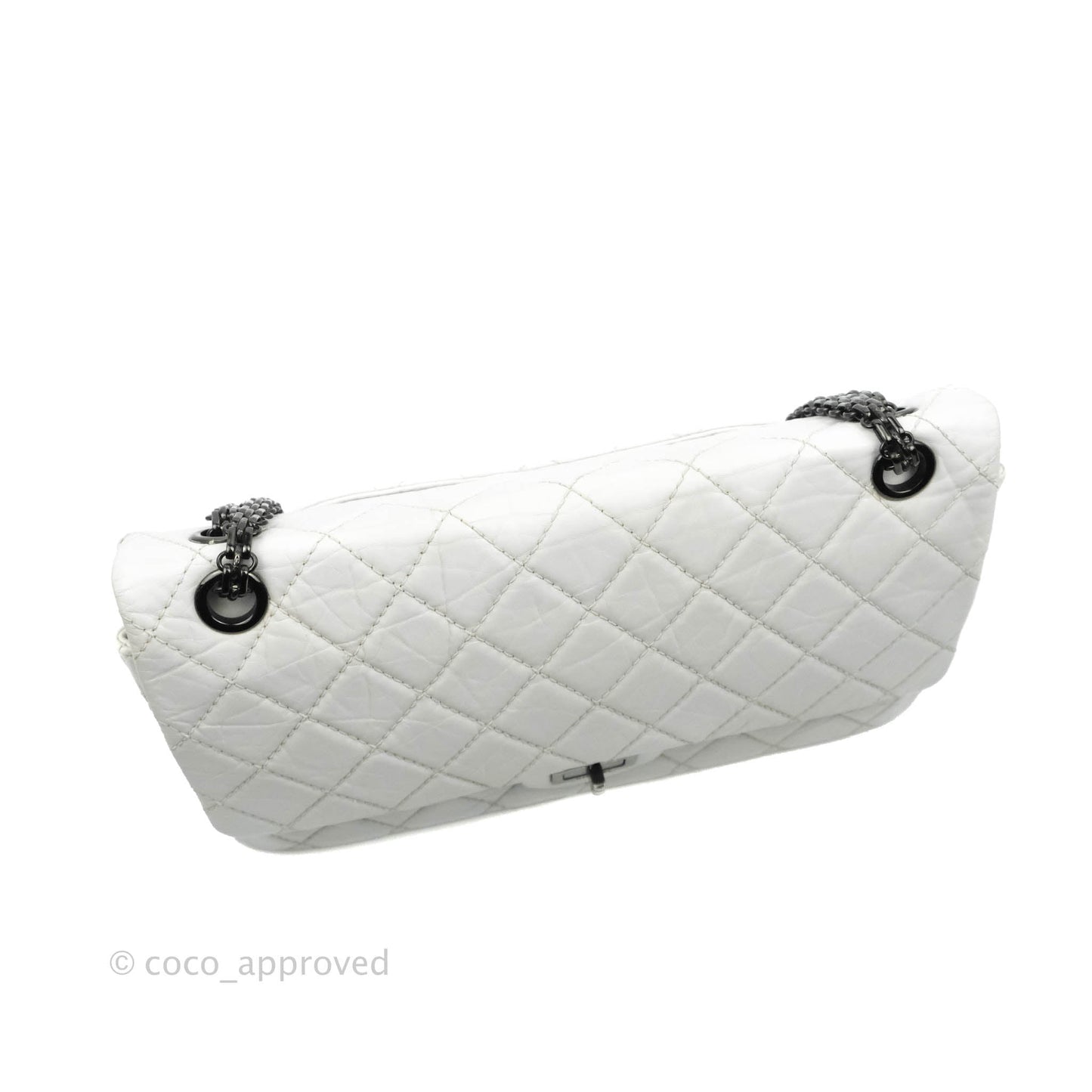 Chanel Quilted Reissue 226 Flap White Aged Calfskin Gun Metal Hardware