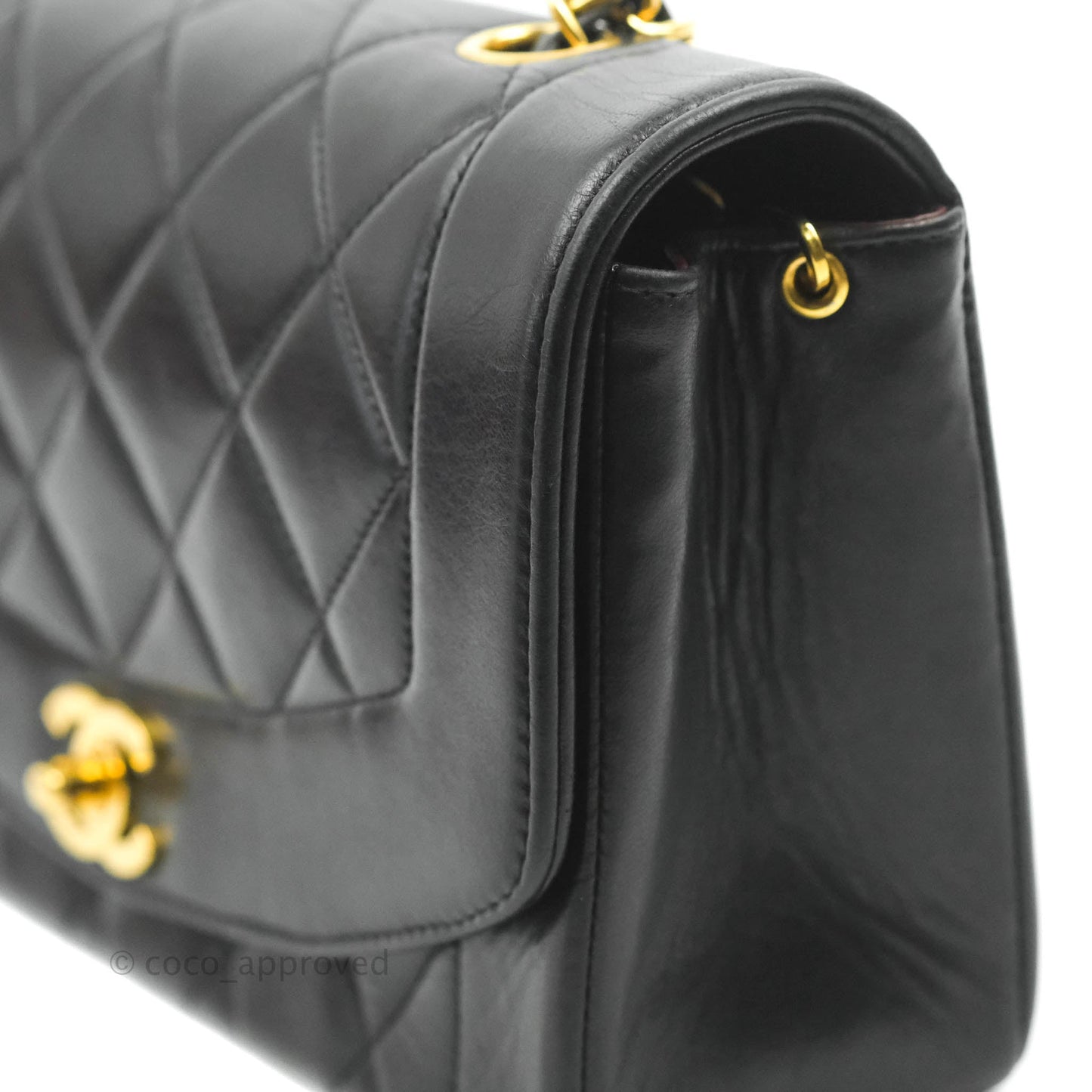 Chanel Black Quilted Lambskin Small Vintage Classic Diana Flap Bag