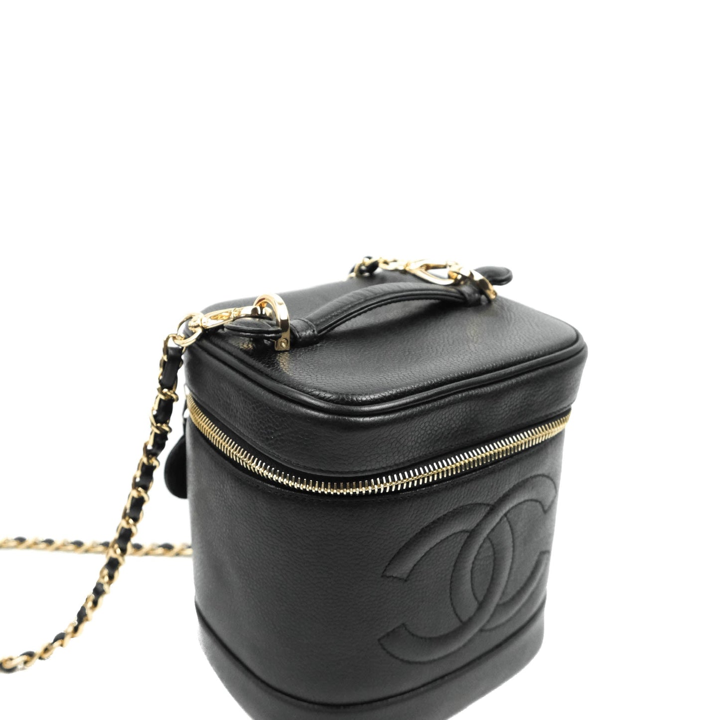 Chanel Vintage Vanity Case Black Caviar Gold Hardware