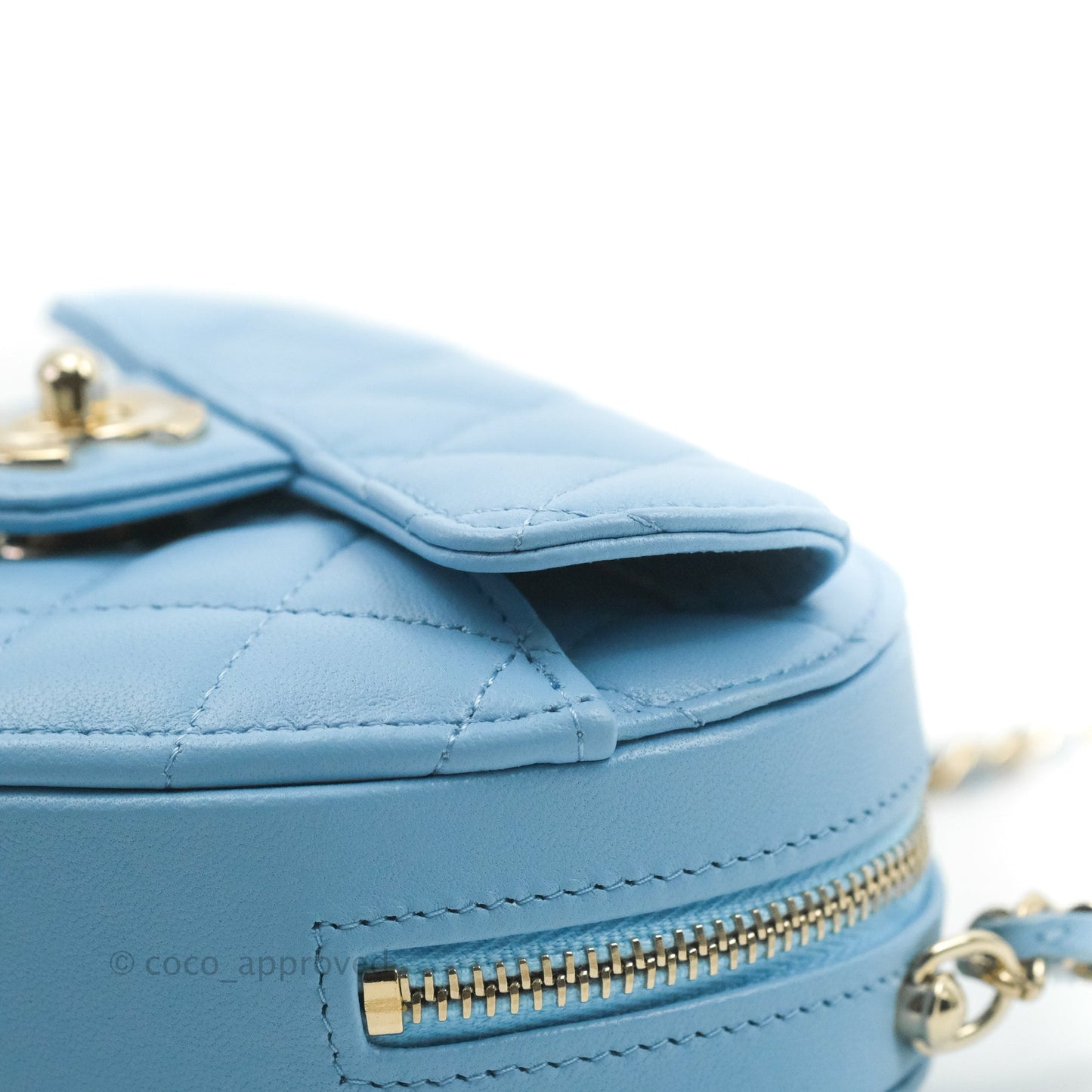 Chanel Small Heart Bag Blue Lambskin Gold Hardware 22S
