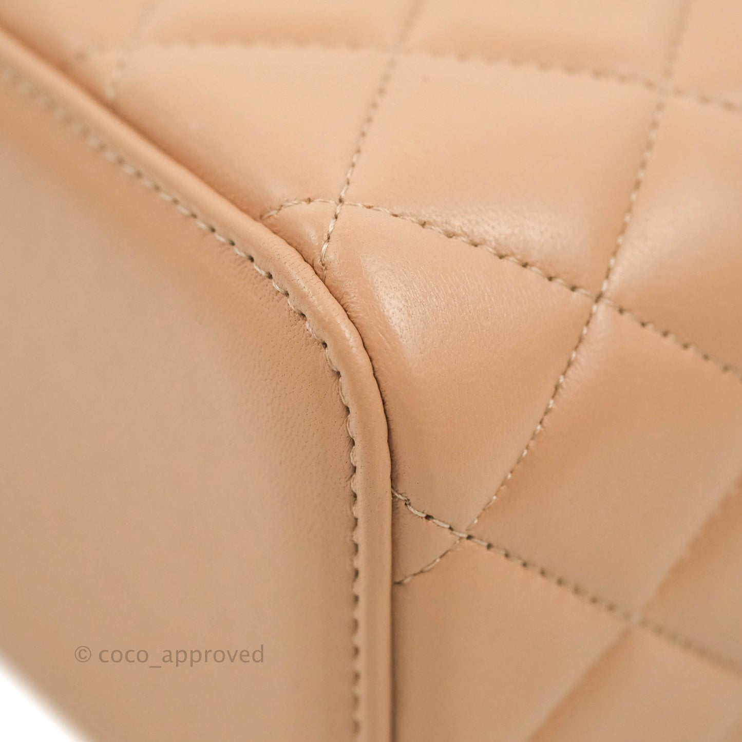 Chanel Vanity Rectangular Top Handle Beige Lambskin Gold Hardware