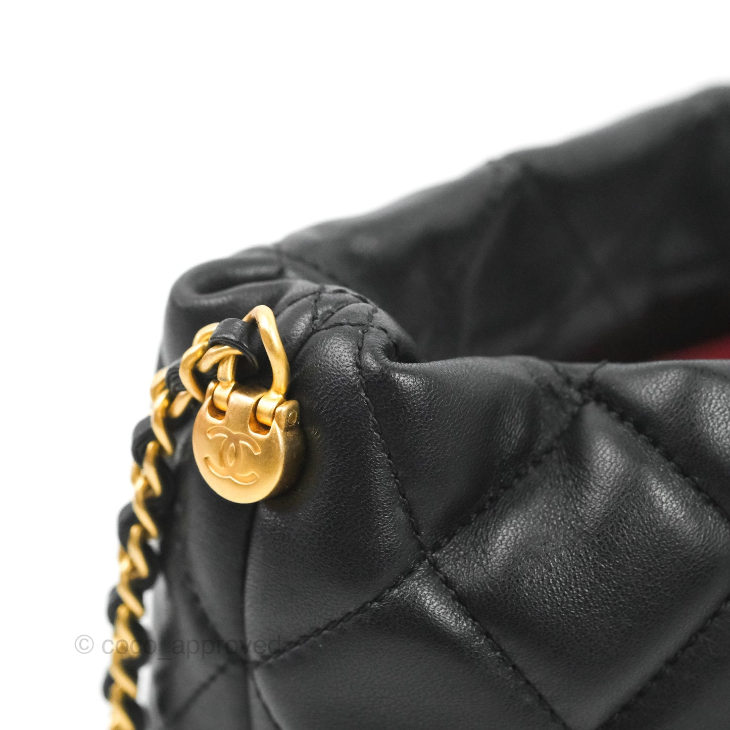 Chanel Quilted My Perfect CC Bucket Drawstring Bag Black Lambskin