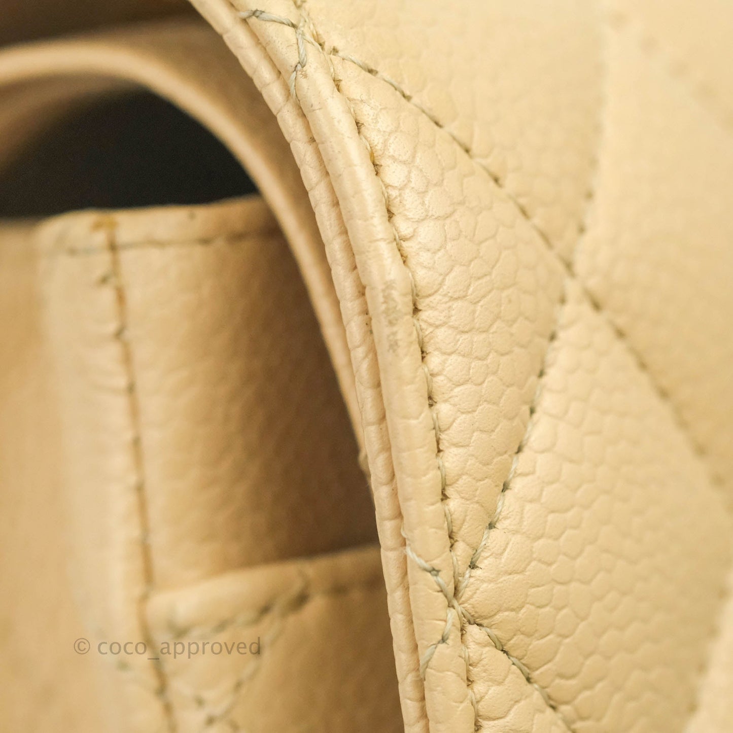 Chanel Classic M/L Medium Flap Quilted Beige Caviar Gold Hardware