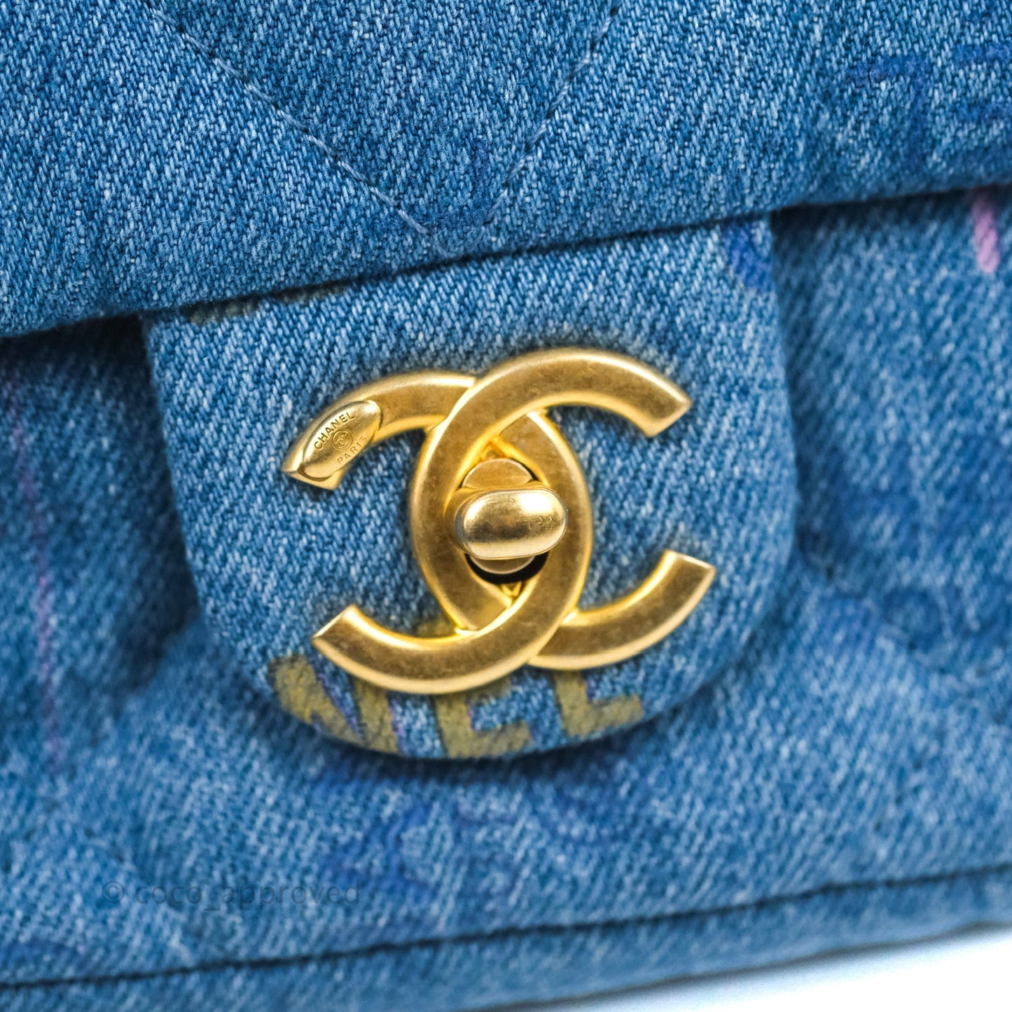 Chanel Quilted Small Denim Mood Flap Blue Multicolor 22P