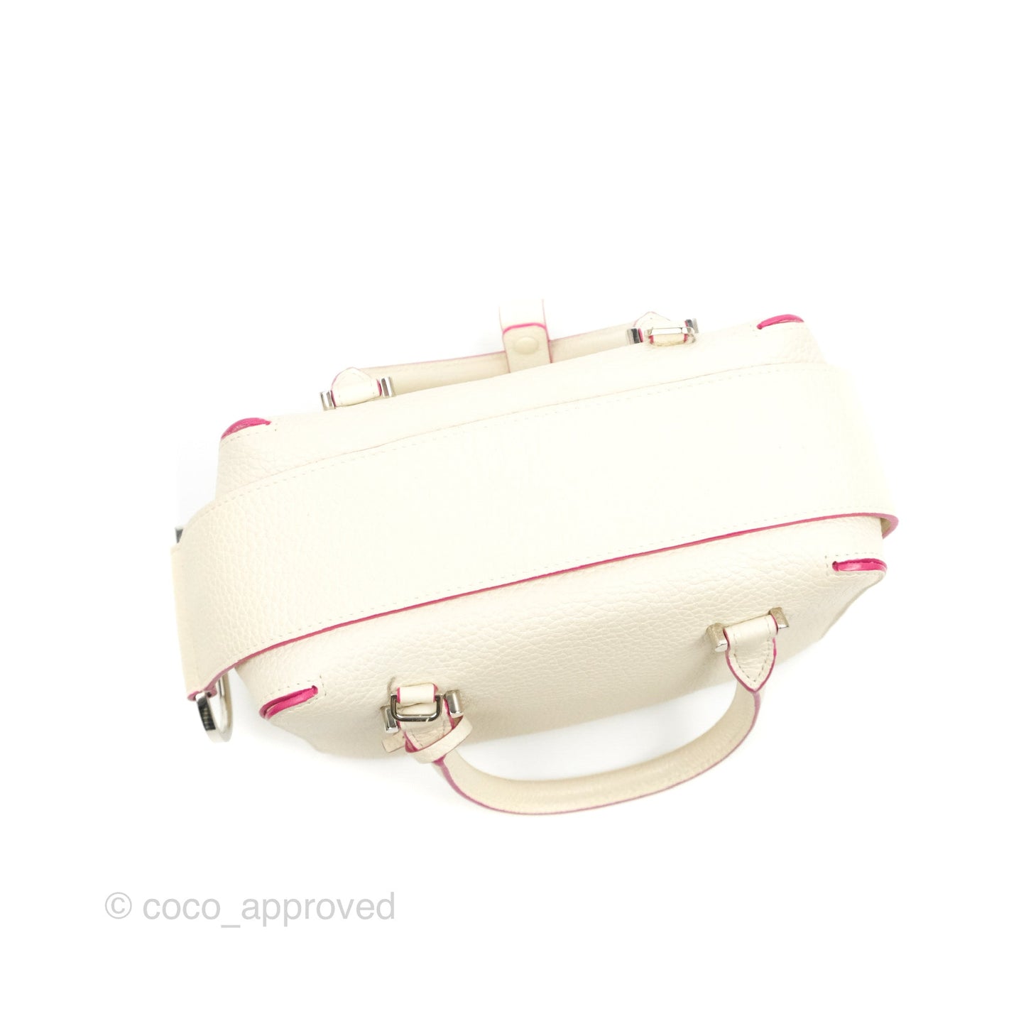 Delvaux Cool Box Mini Taurillon Soft Grained Calfskin White/Fuchsia