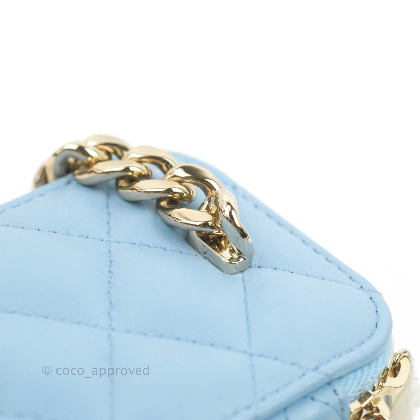 Chanel Mini Vanity Coco Chain Blue Lambskin Gold Hardware