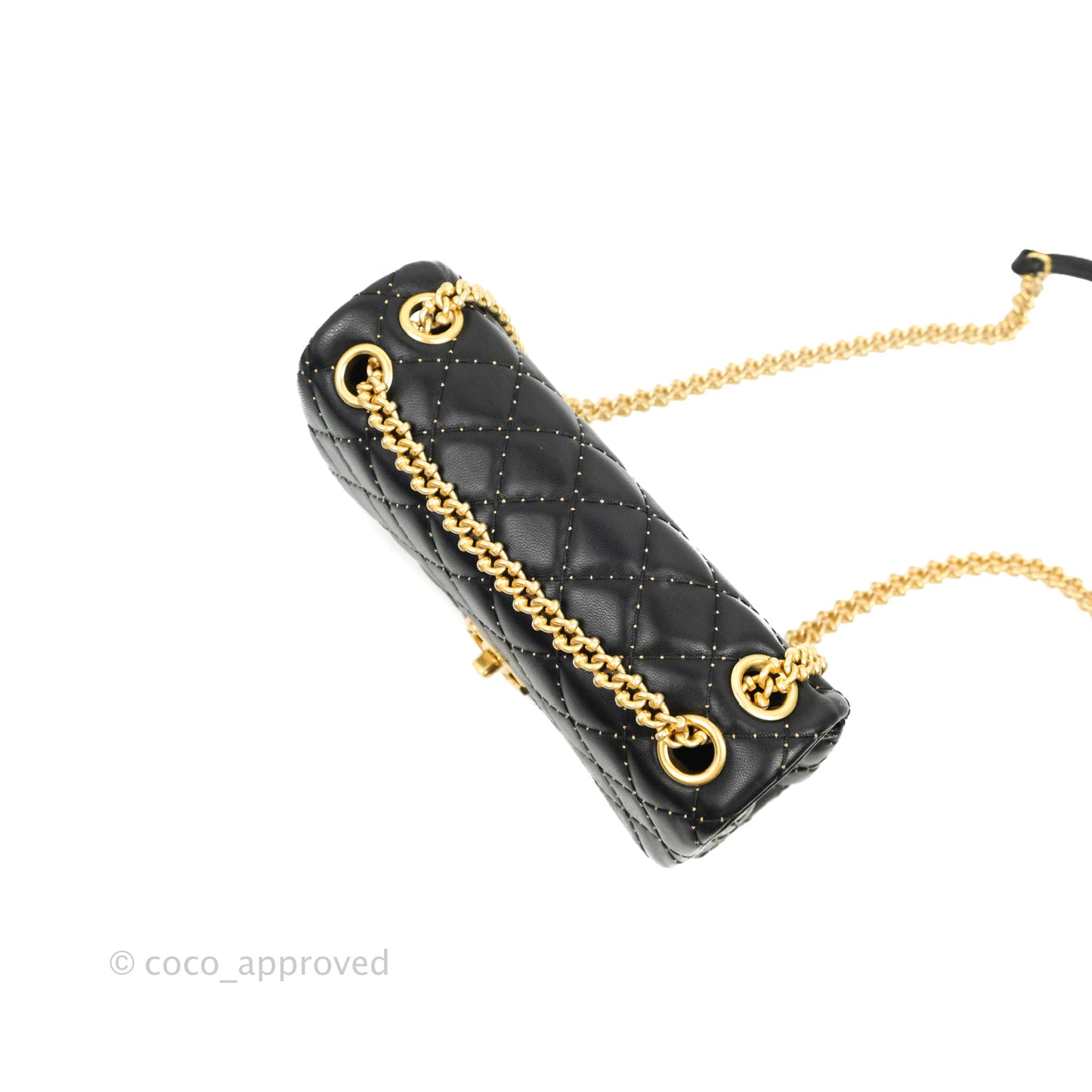 Chanel Quilted Stitched Flap Bag Lambskin Black Aged Gold Hardware 15A