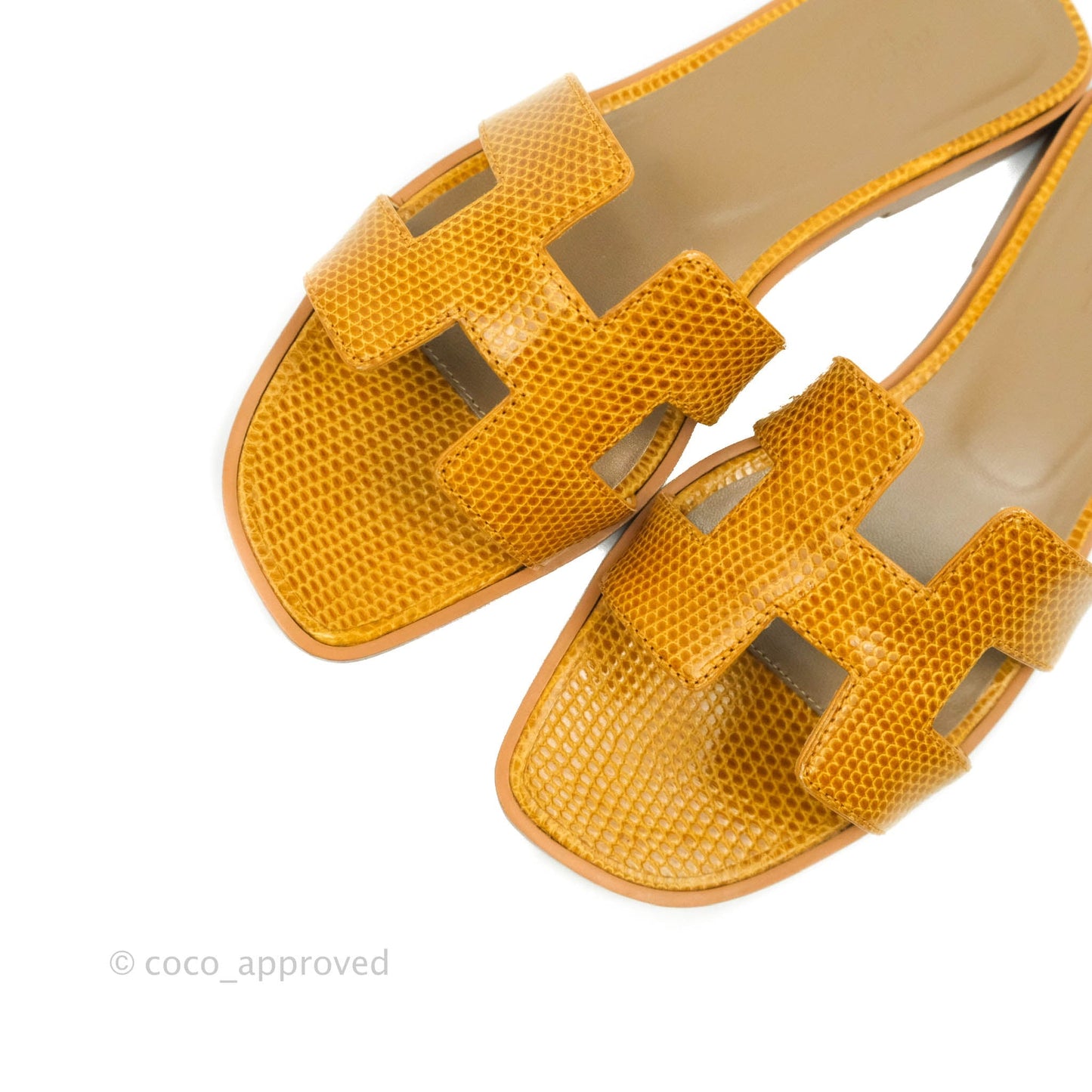 Hermès Oran Sandals in Lizard Sesame Size 37