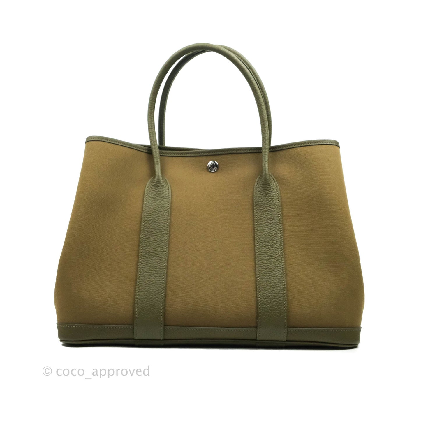 Hermès Garden Party 36 Vert Olive Canvas With Twilly & Charm