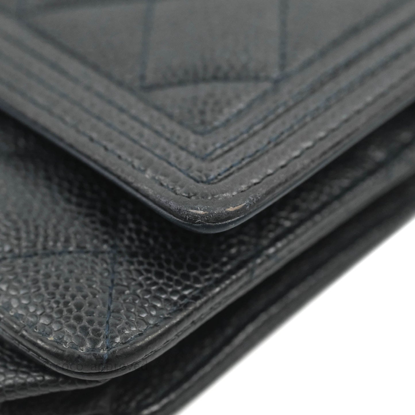 Chanel Boy Wallet on Chain WOC Ver Dark Navy Caviar Aged Gold Hardware