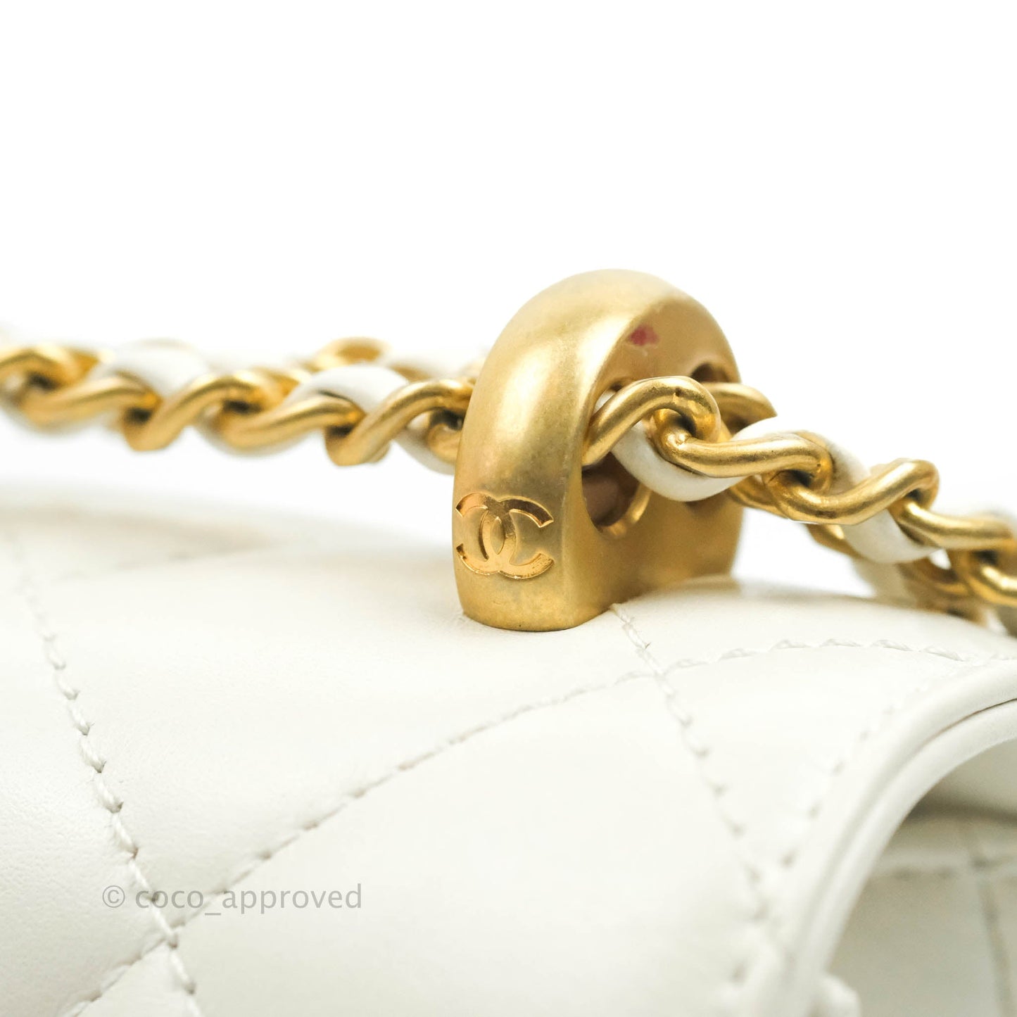 Chanel Quilted Mini Perfect Fit Adjustable White Calfskin Aged Gold Hardware