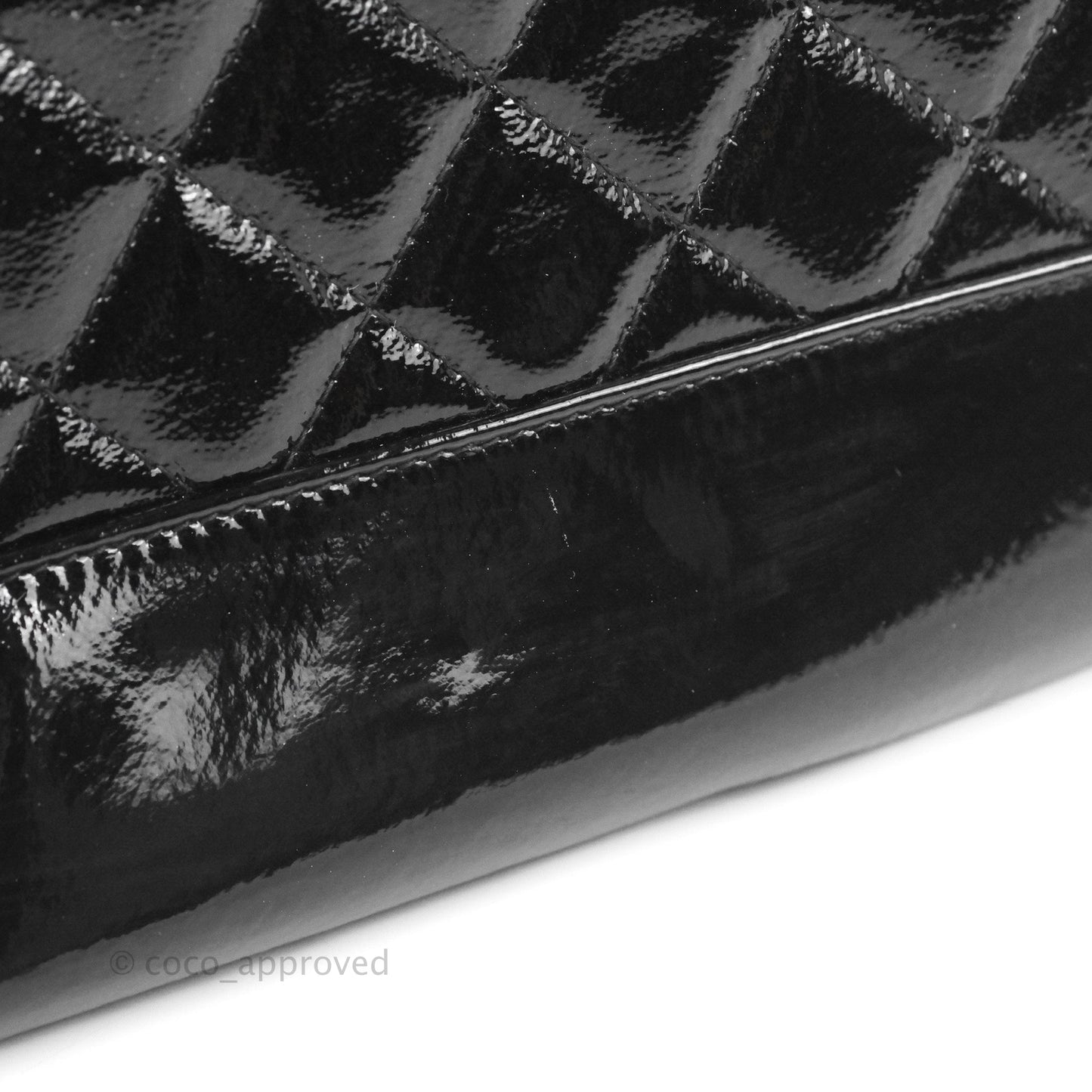 Chanel Gabrielle O Case Quilted Black Patent Goatskin