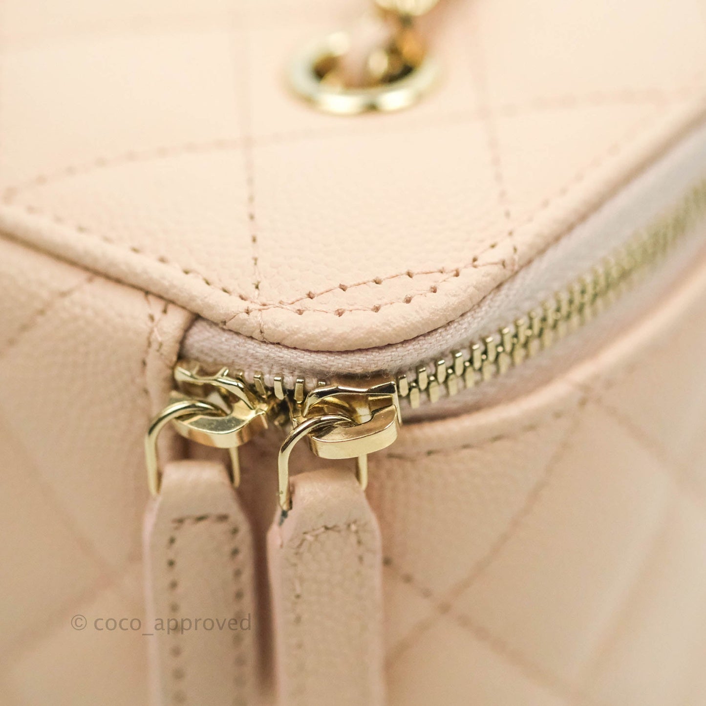 Chanel Vanity with Classic Chain Light Beige Caviar Gold Hardware 22C