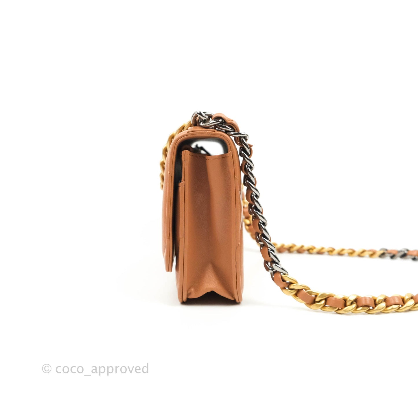 Chanel 19 Wallet on Chain WOC Dark Beige Caramel Lambskin Mixed Hardware 21K